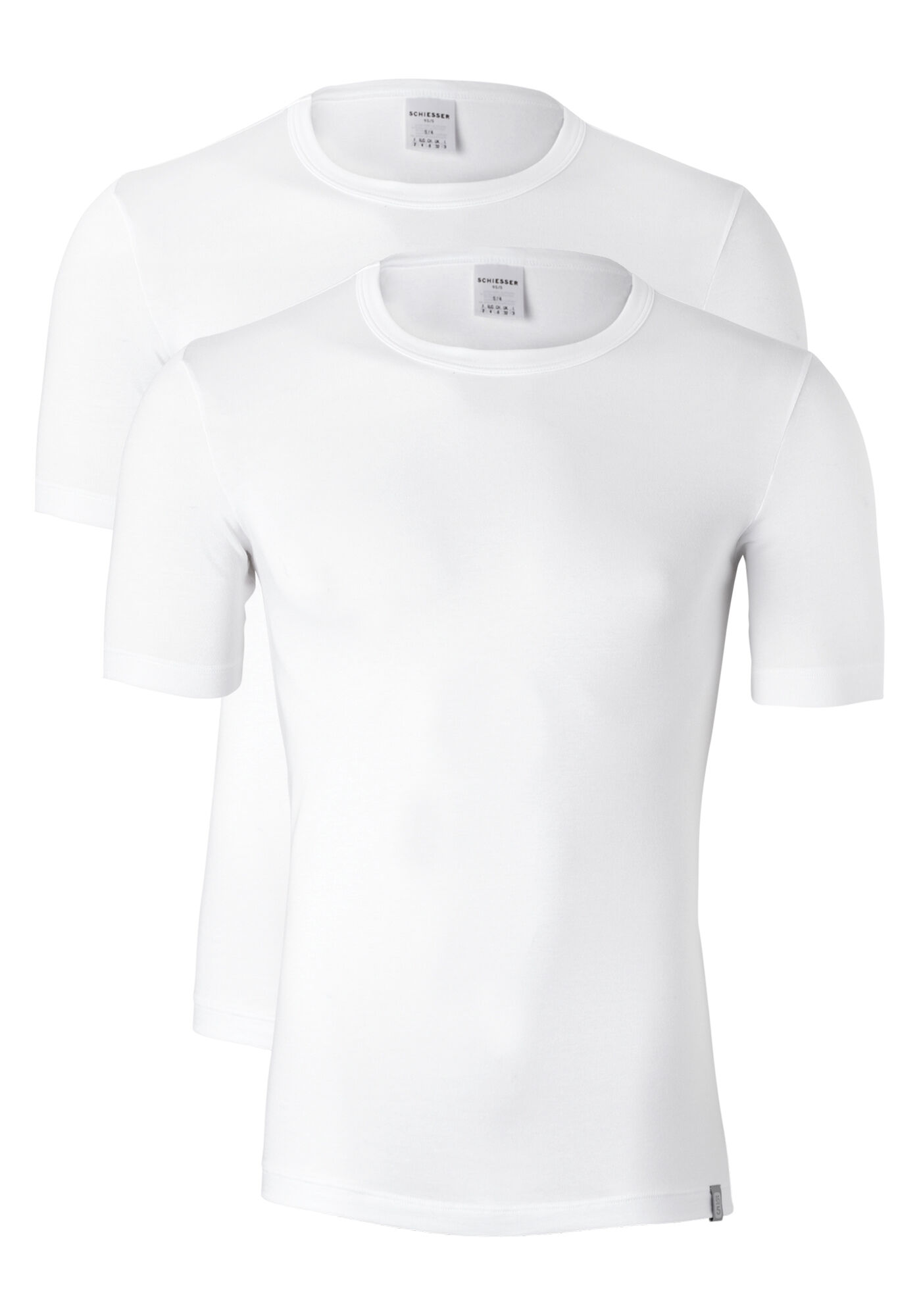 SCHIESSER 95/5 heren T-shirt (2-pack), O-hals, wit