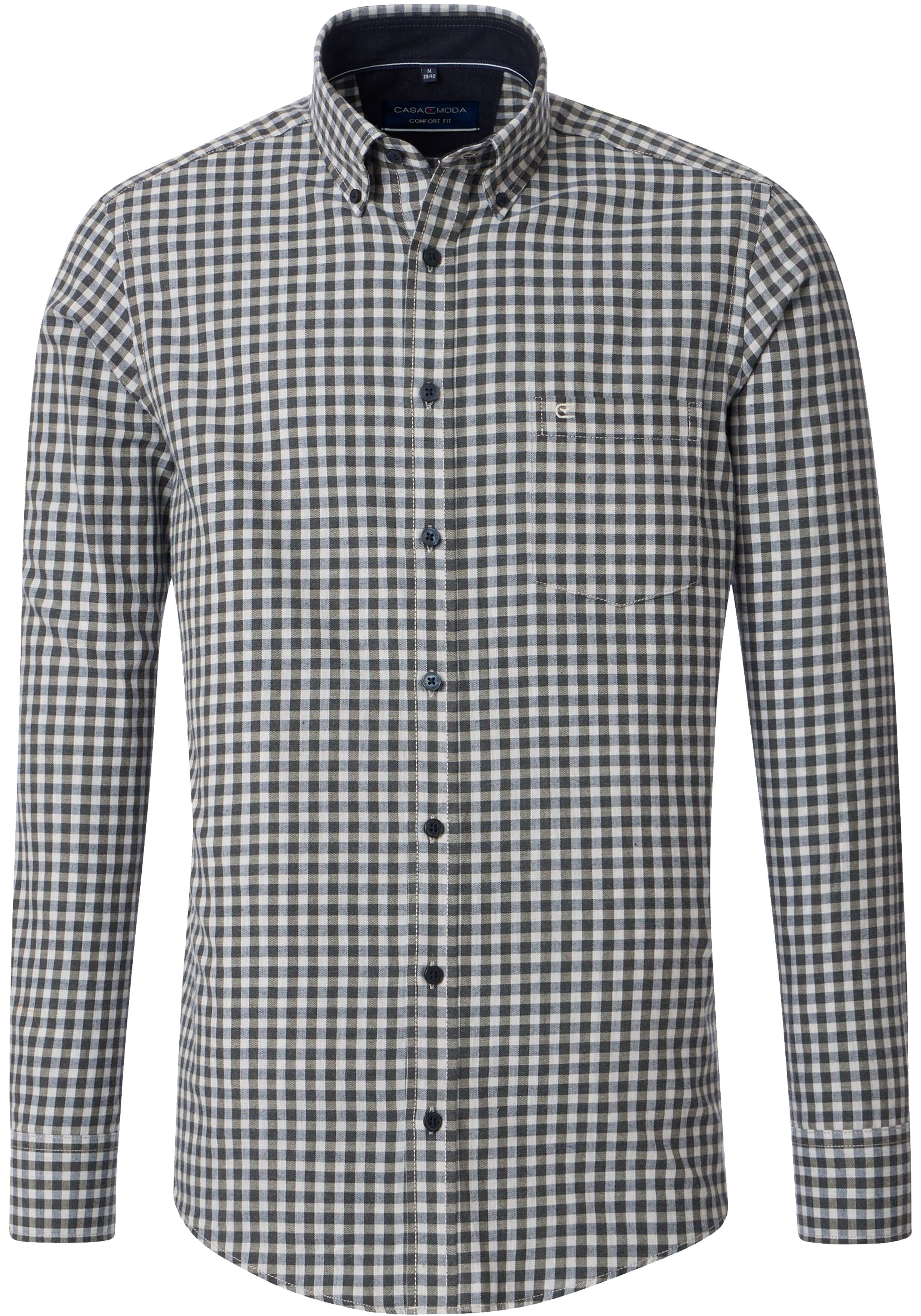 CASA MODA Sport comfort fit overhemd, flanel, blauw met wit en groen geruit