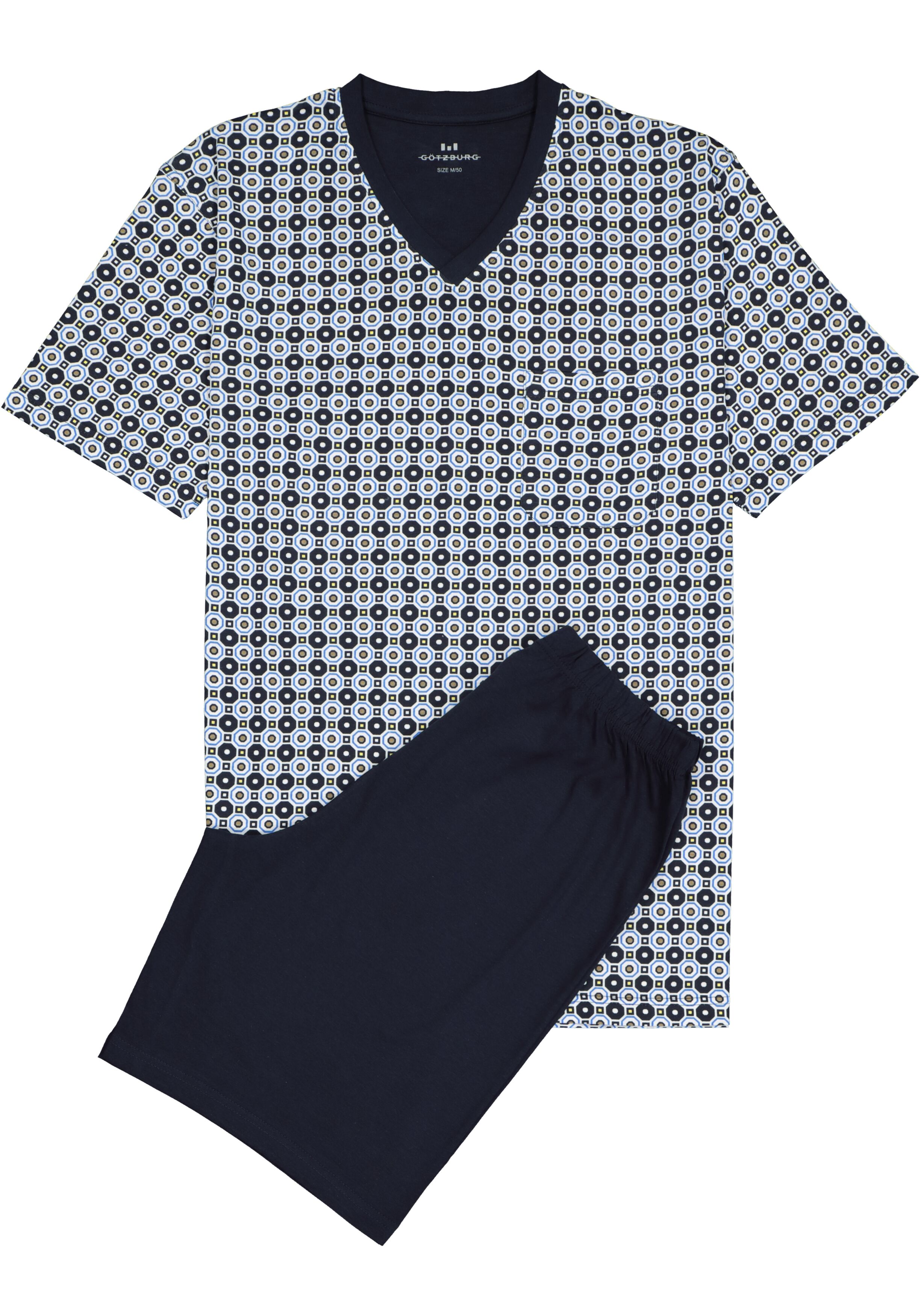 Gotzburg heren shortama, blauw dessin