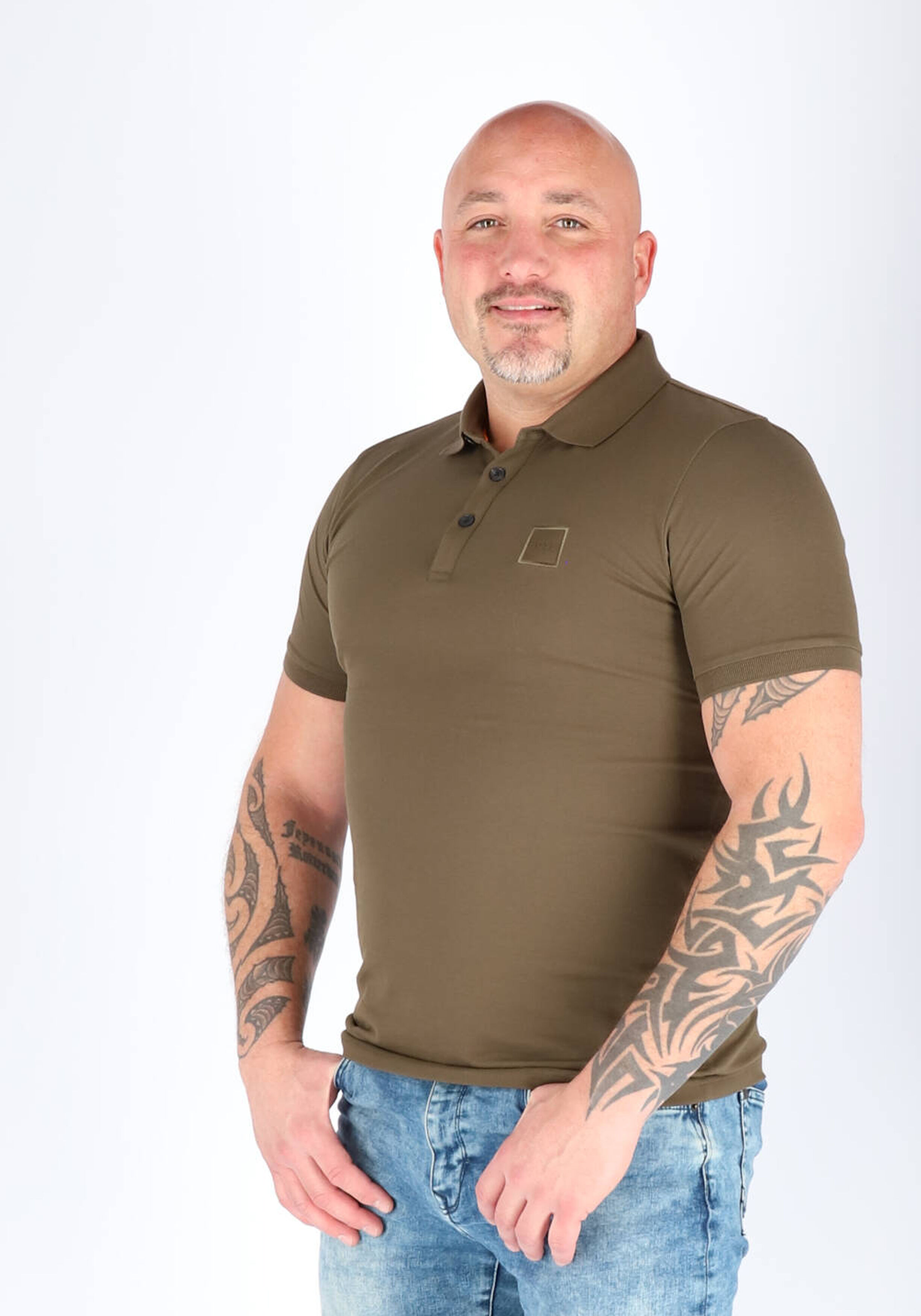 HUGO BOSS Passenger slim fit polo, stretch heren polo korte mouw, donker groen