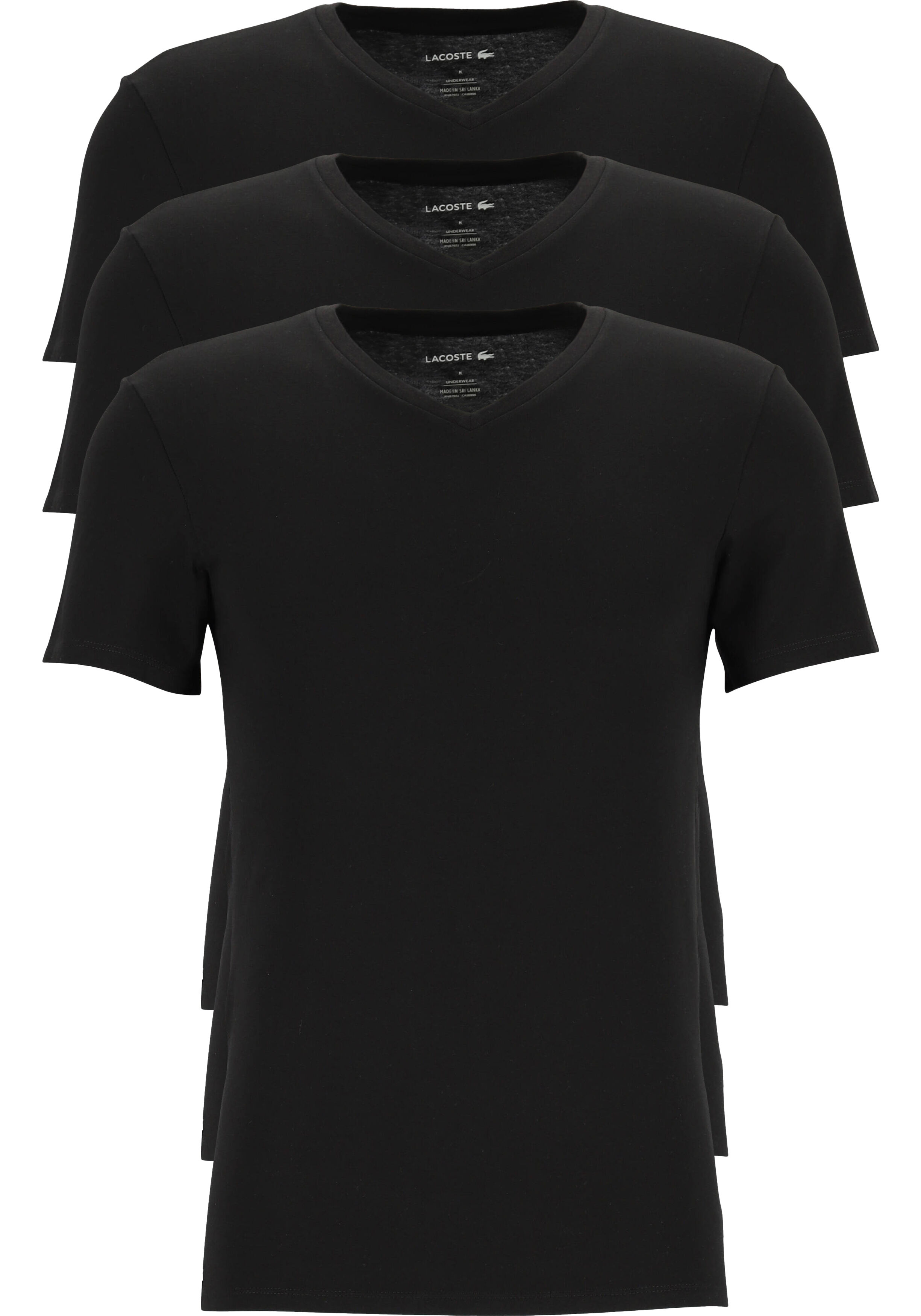 Lacoste T-shirts slim fit (3-pack), heren T-shirts V-hals, zwart