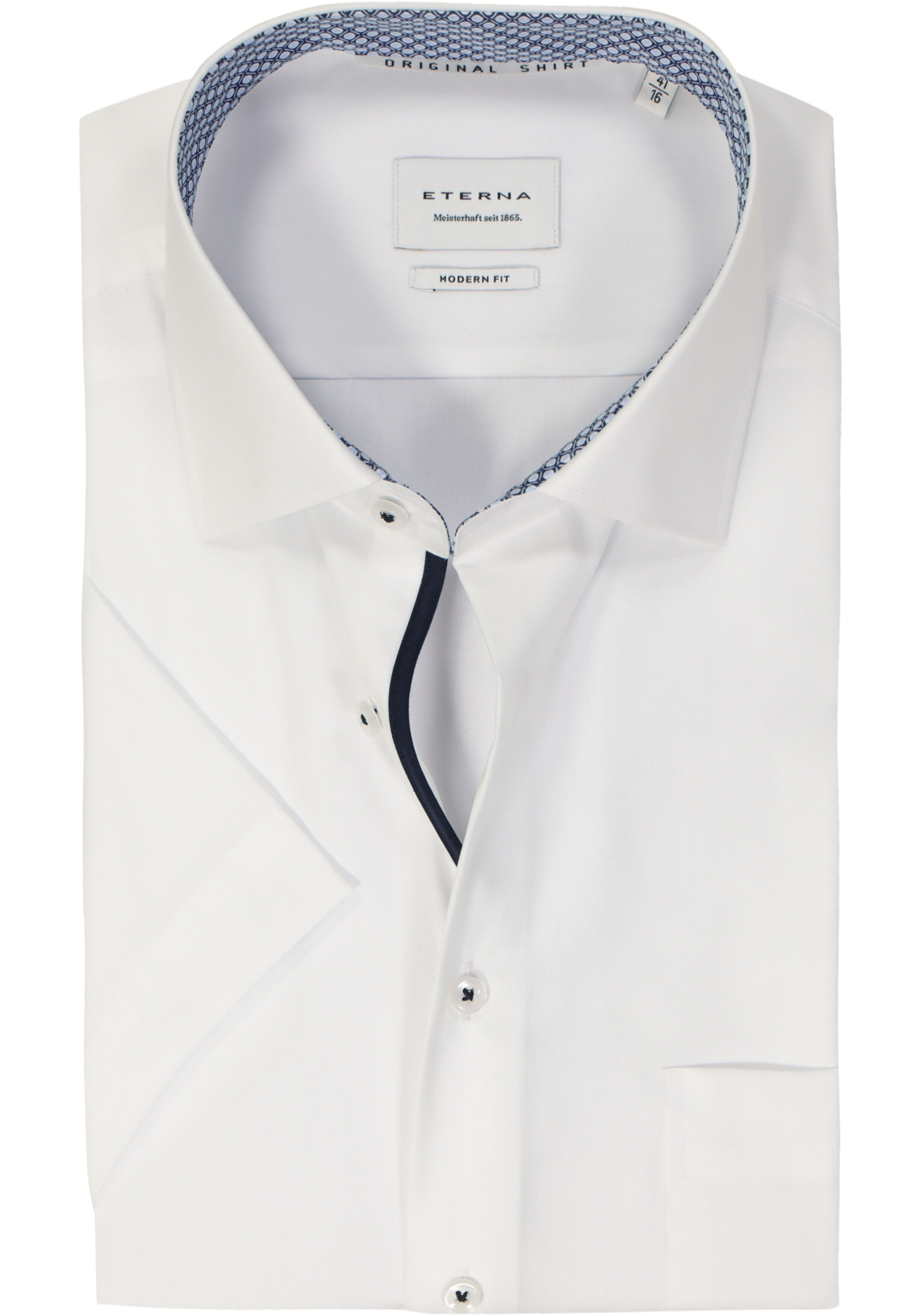 ETERNA modern fit overhemd korte mouw, popeline, wit