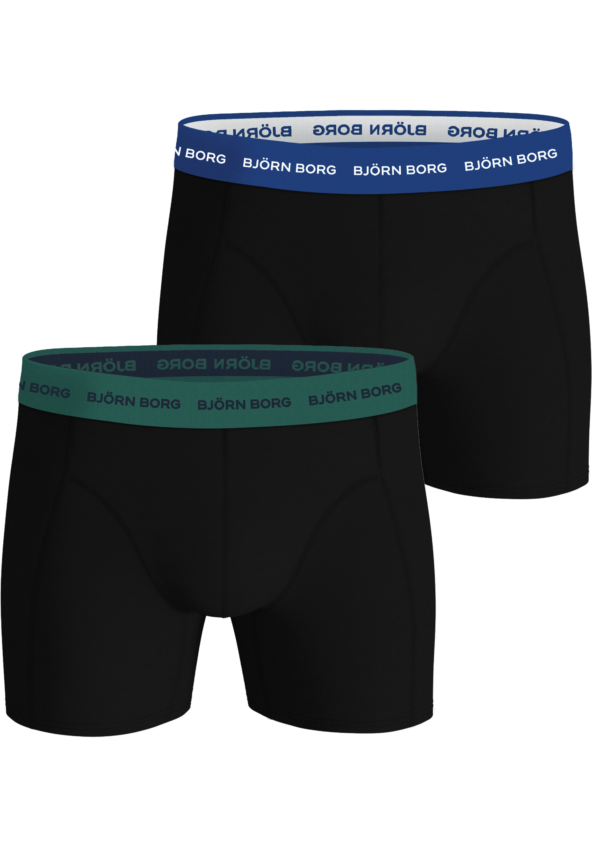 Bjorn Borg Cotton Stretch boxers, heren boxers normale lengte (2-pack), zwart, zwart