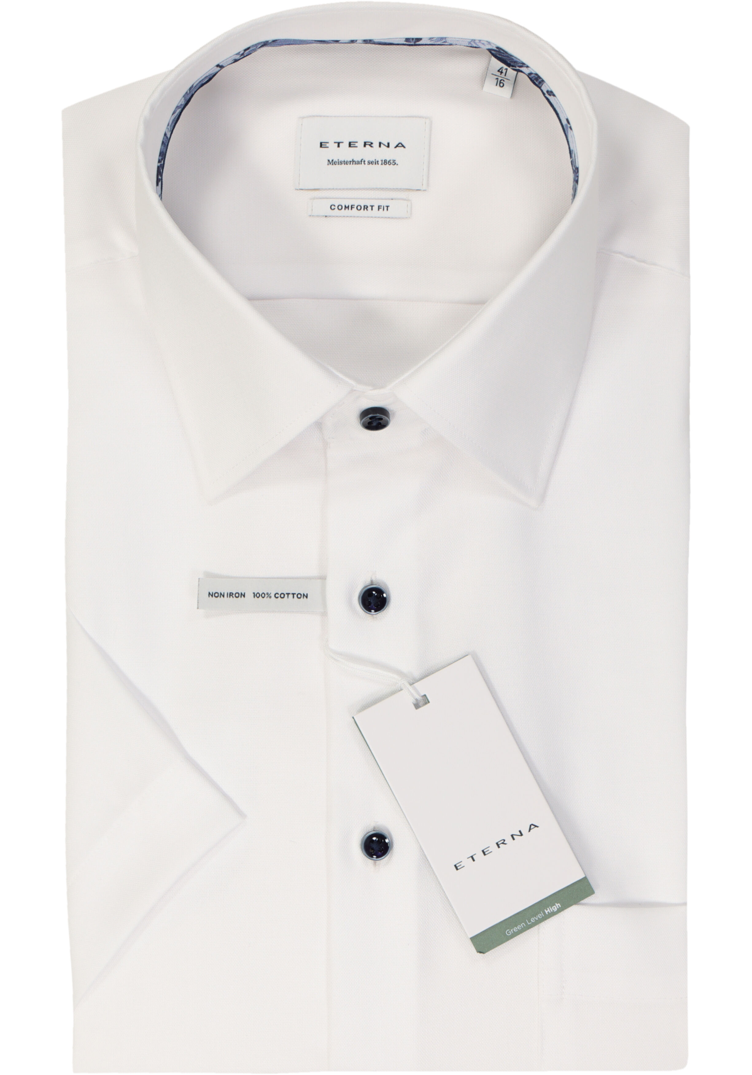 ETERNA comfort fit overhemd korte mouw, Oxford, wit
