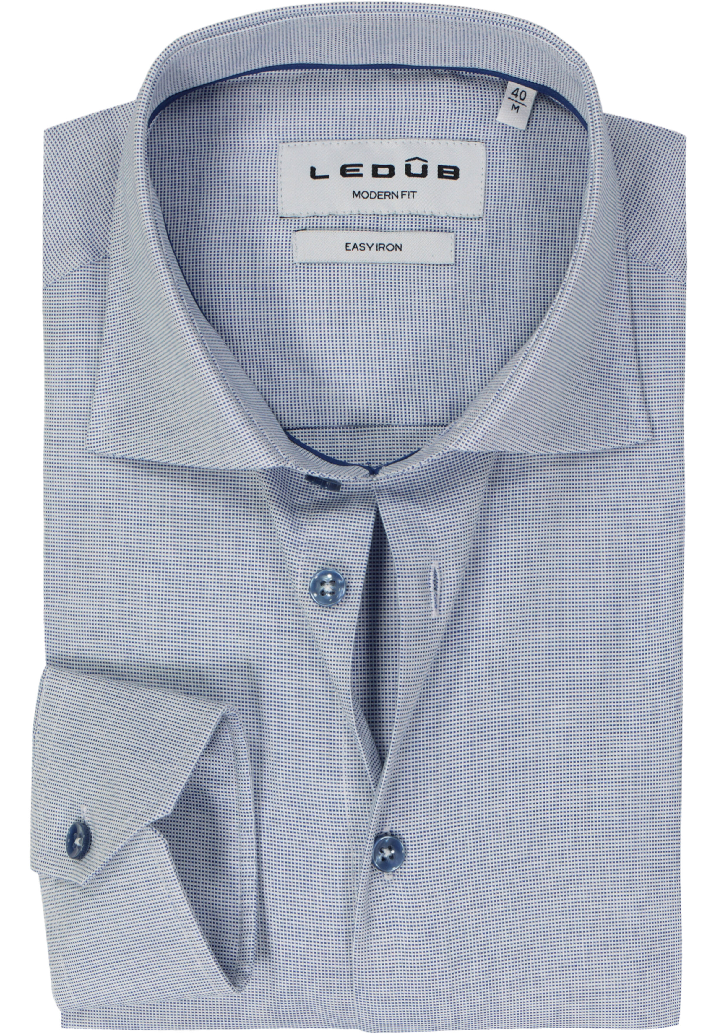 Ledub modern fit overhemd, popeline, donkerblauw