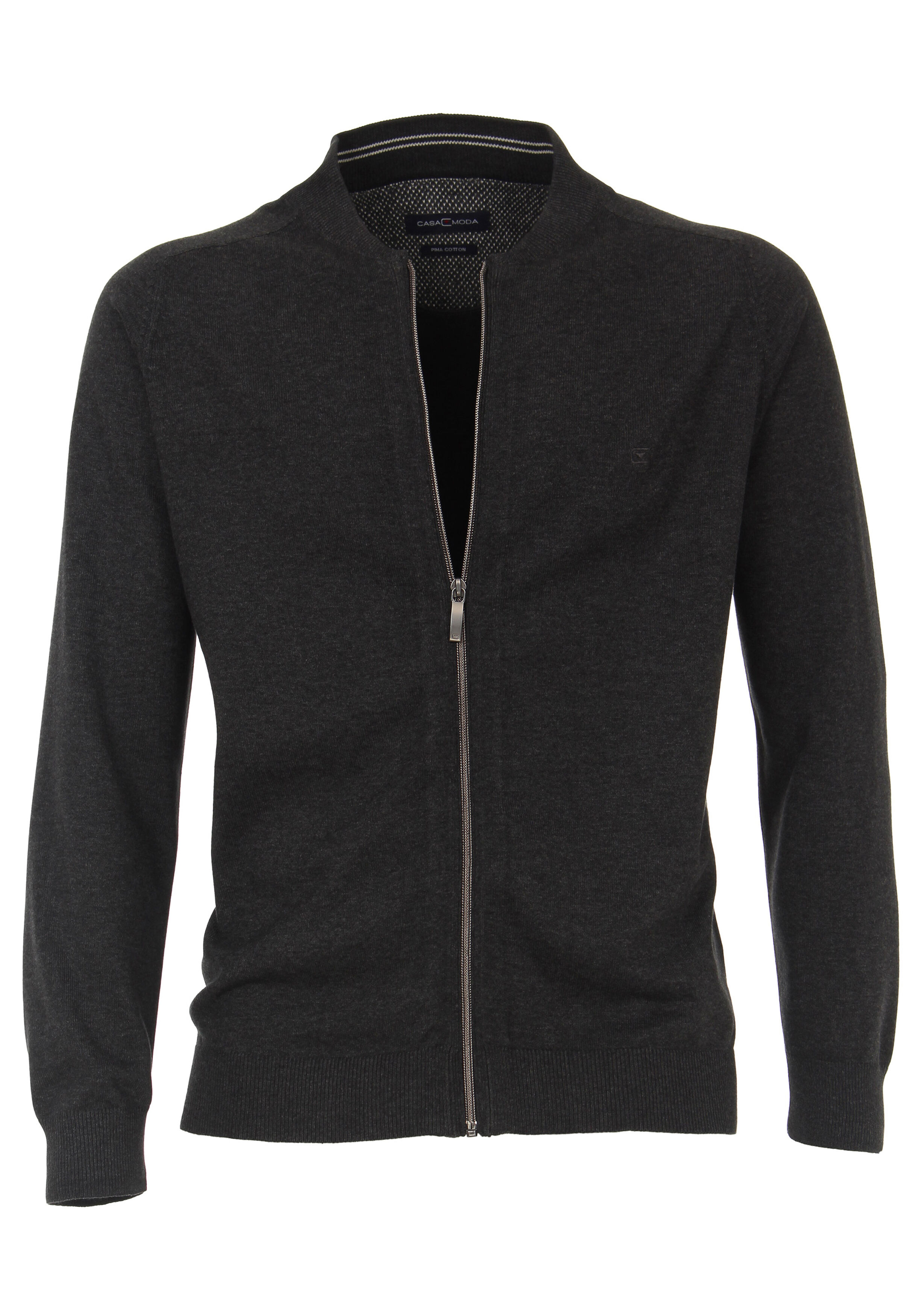 CASA MODA heren vest katoen, met rits, antraciet grijs
