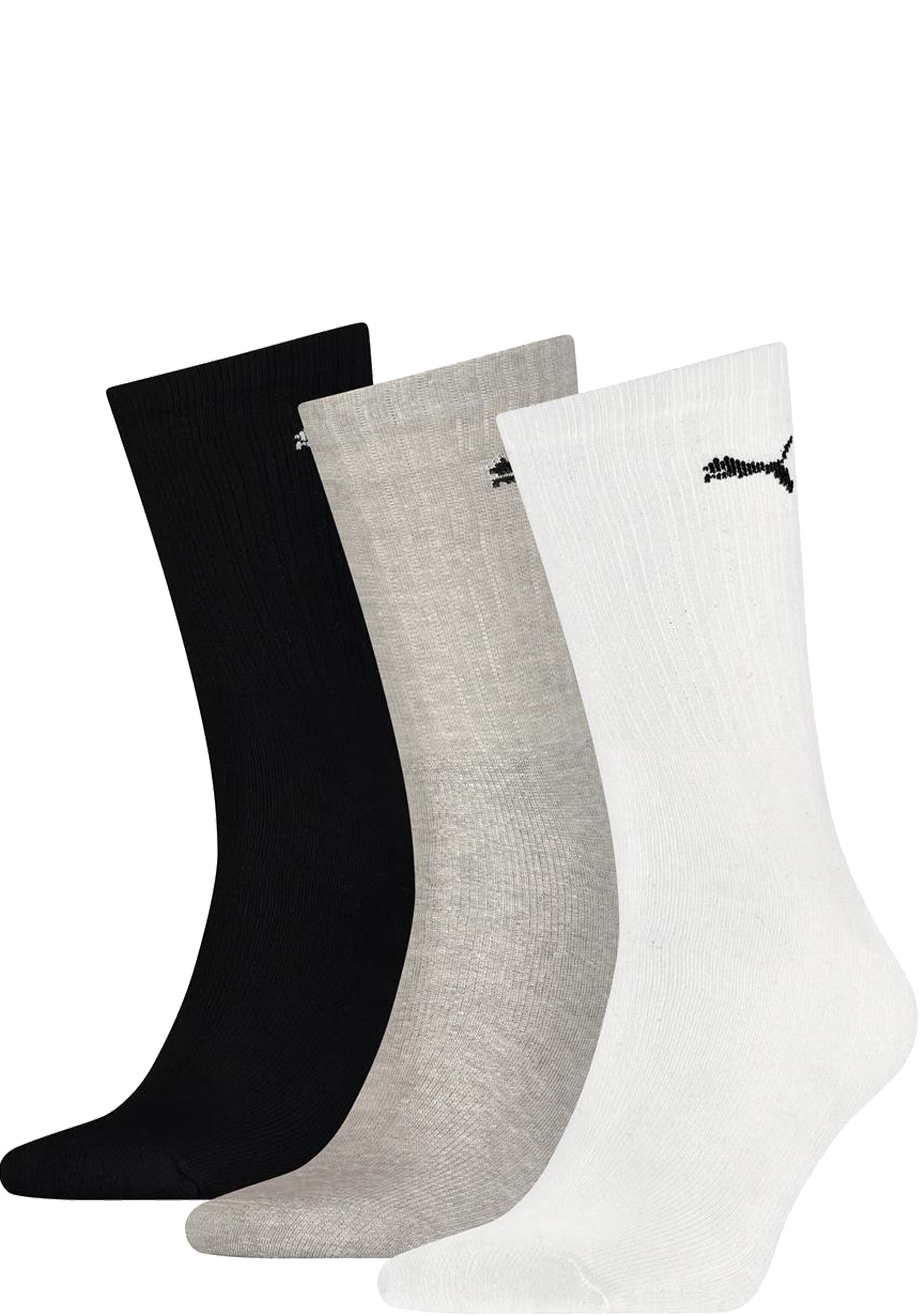 Puma Crew Sock (3-pack),  sokken, wit, grijs, zwart