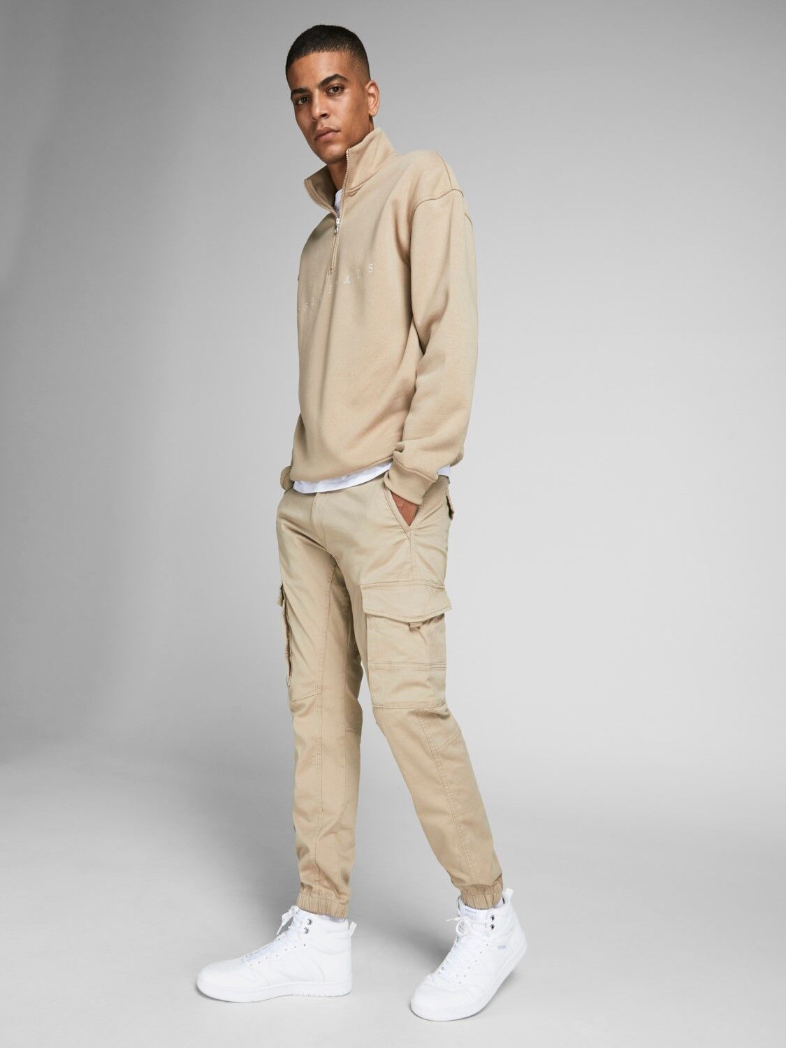 JACK & JONES Paul Lake Cargo loose fit, heren cargo broek, beige