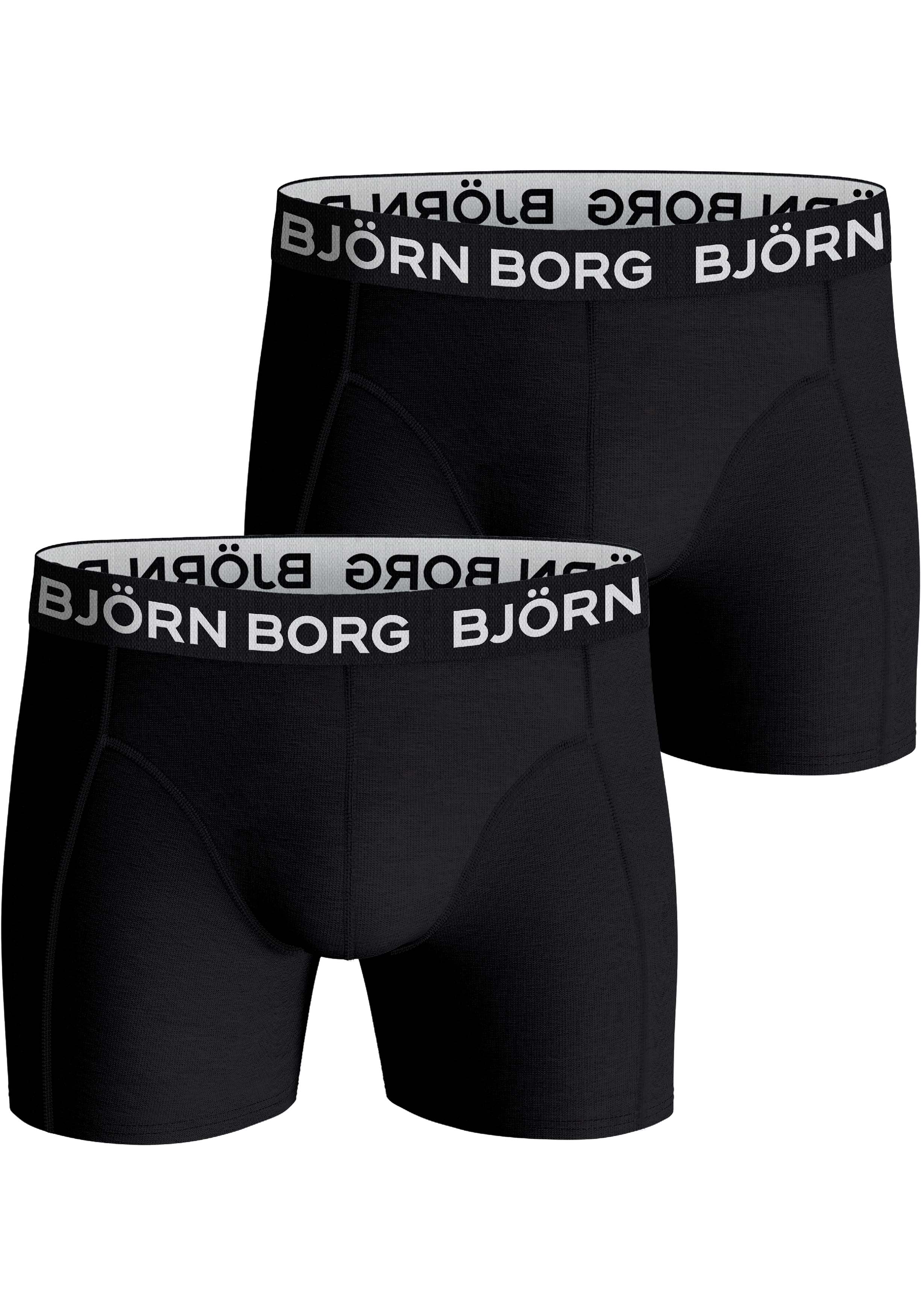 Bjorn Borg Cotton Stretch boxers, heren boxers normale lengte (2-pack), zwart, zwart