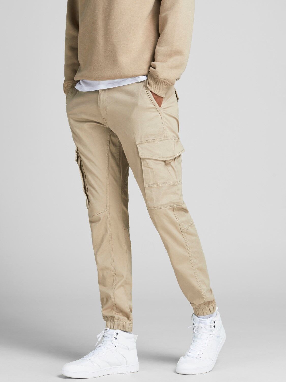 JACK & JONES Paul Lake Cargo loose fit, heren cargo broek, beige