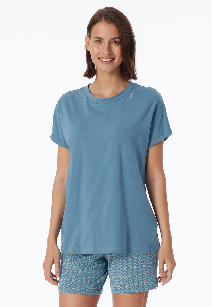 SCHIESSER Mix+Relax T-shirt, dames shirt korte mouw blauw-grijs