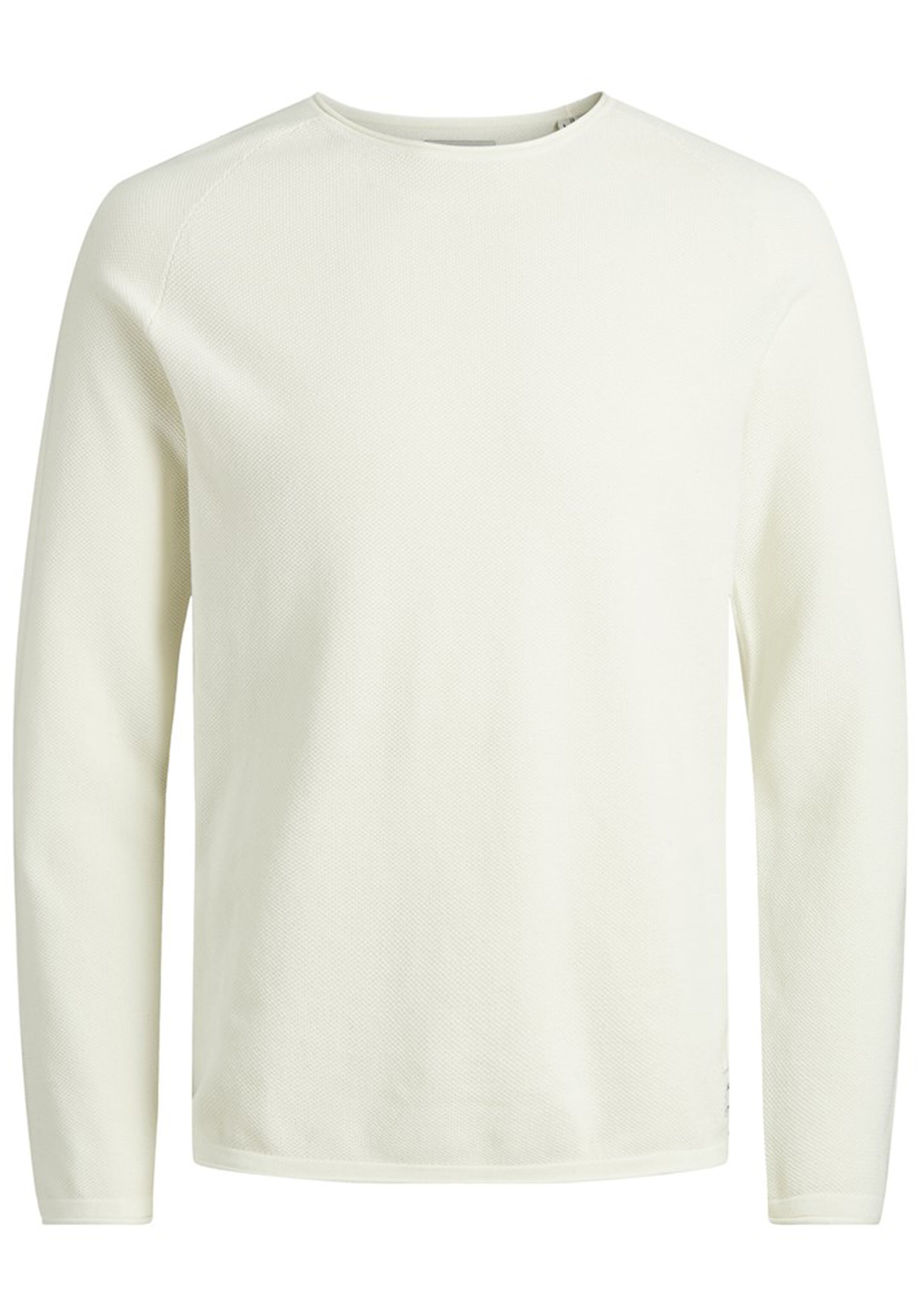 JACK & JONES slim fit trui katoen, O-hals, off-white ecru