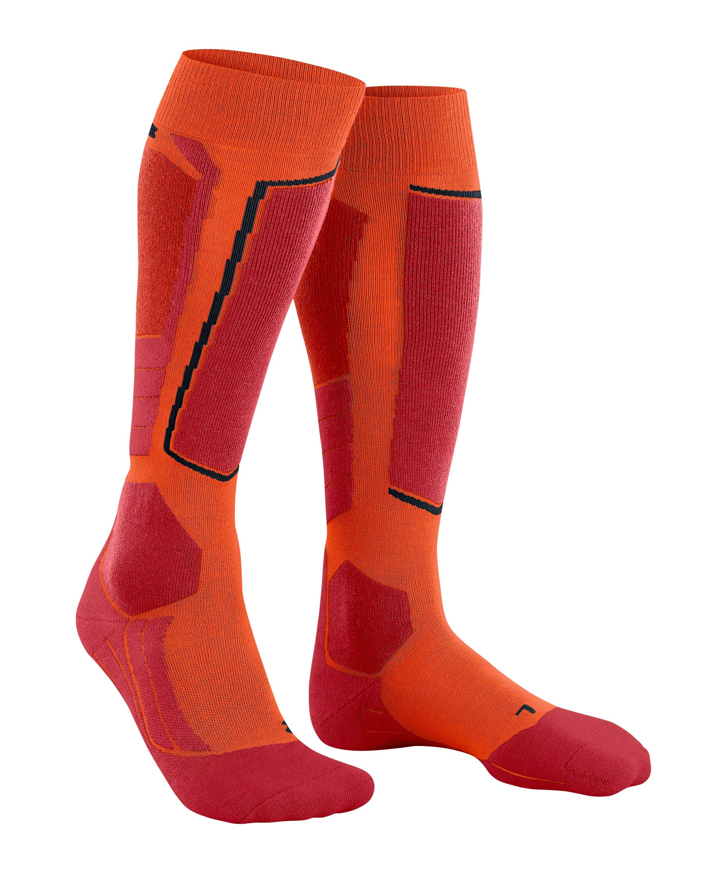 FALKE SK2 Intermediate Wool heren skiing kniekousen, grijs (flash orange)