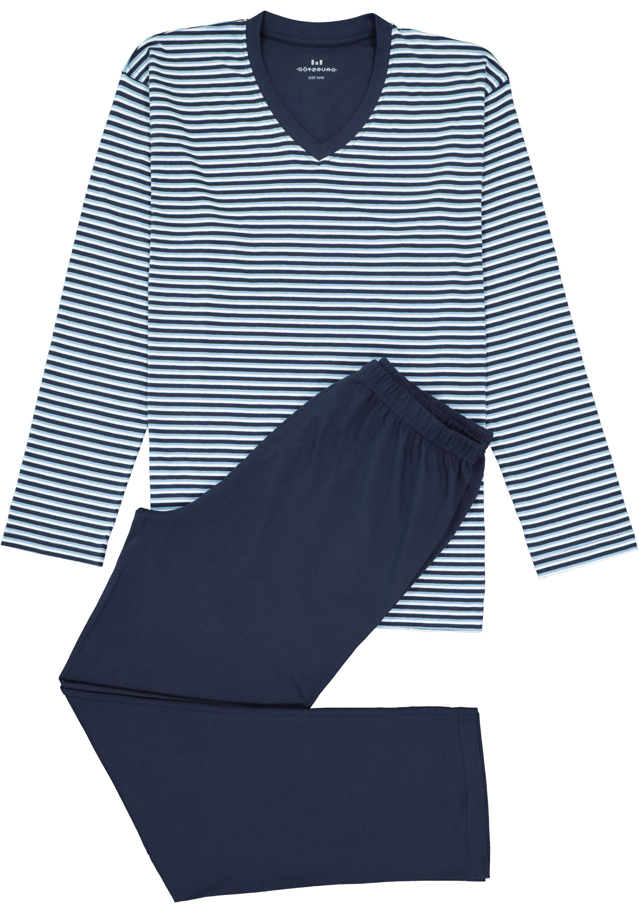 Gotzburg heren pyjama, blauw gestreept