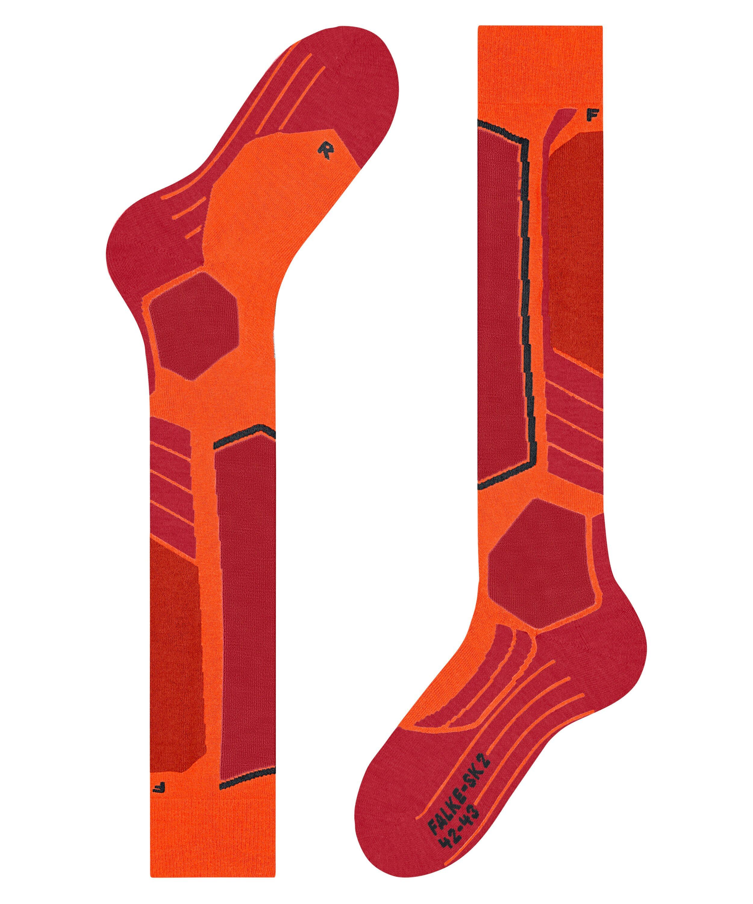 FALKE SK2 Intermediate heren skiing kniekousen, grijs (flash orange)