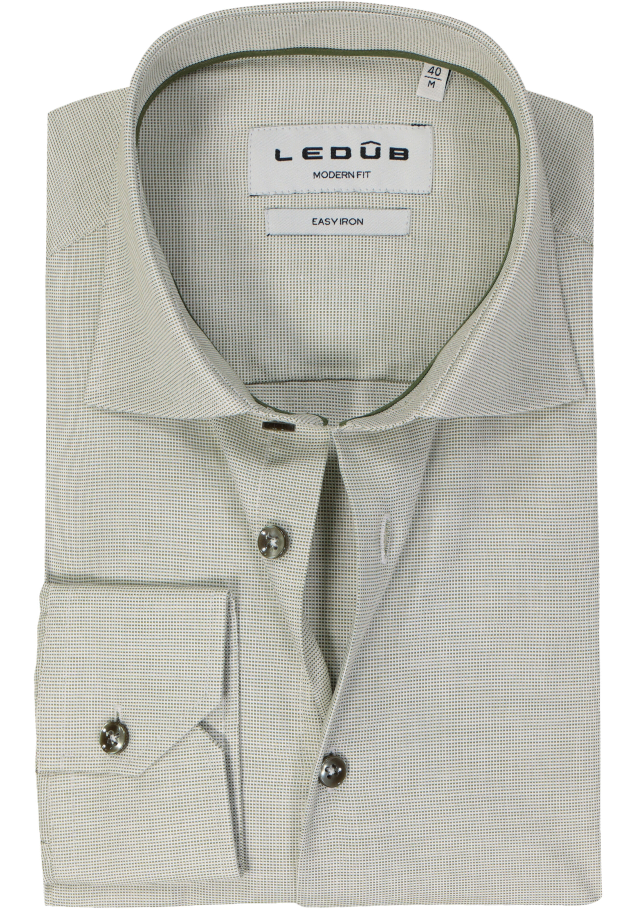 Ledub modern fit overhemd, popeline, lichtgroen