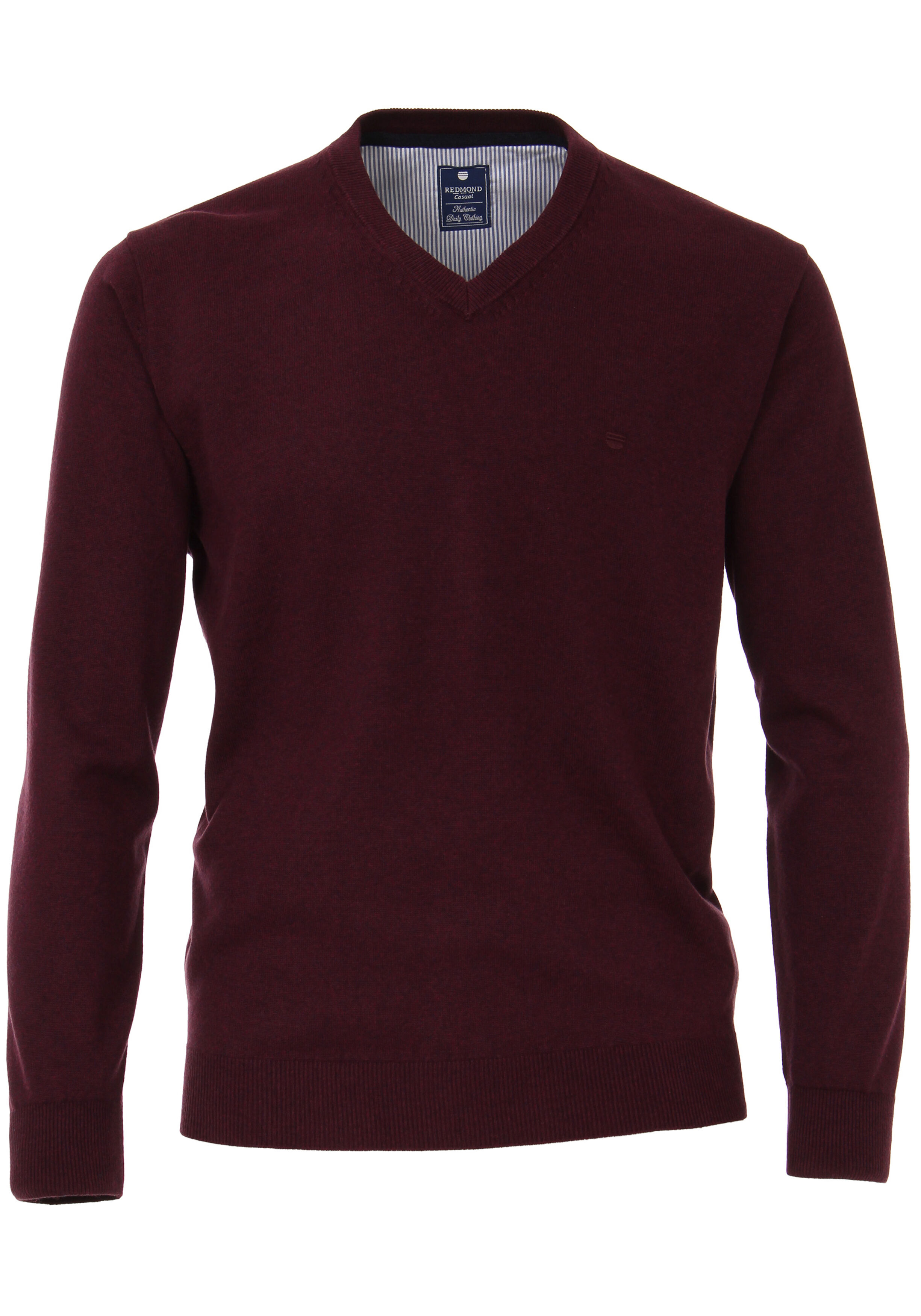 Redmond heren trui katoen, V-hals, bordeaux rood