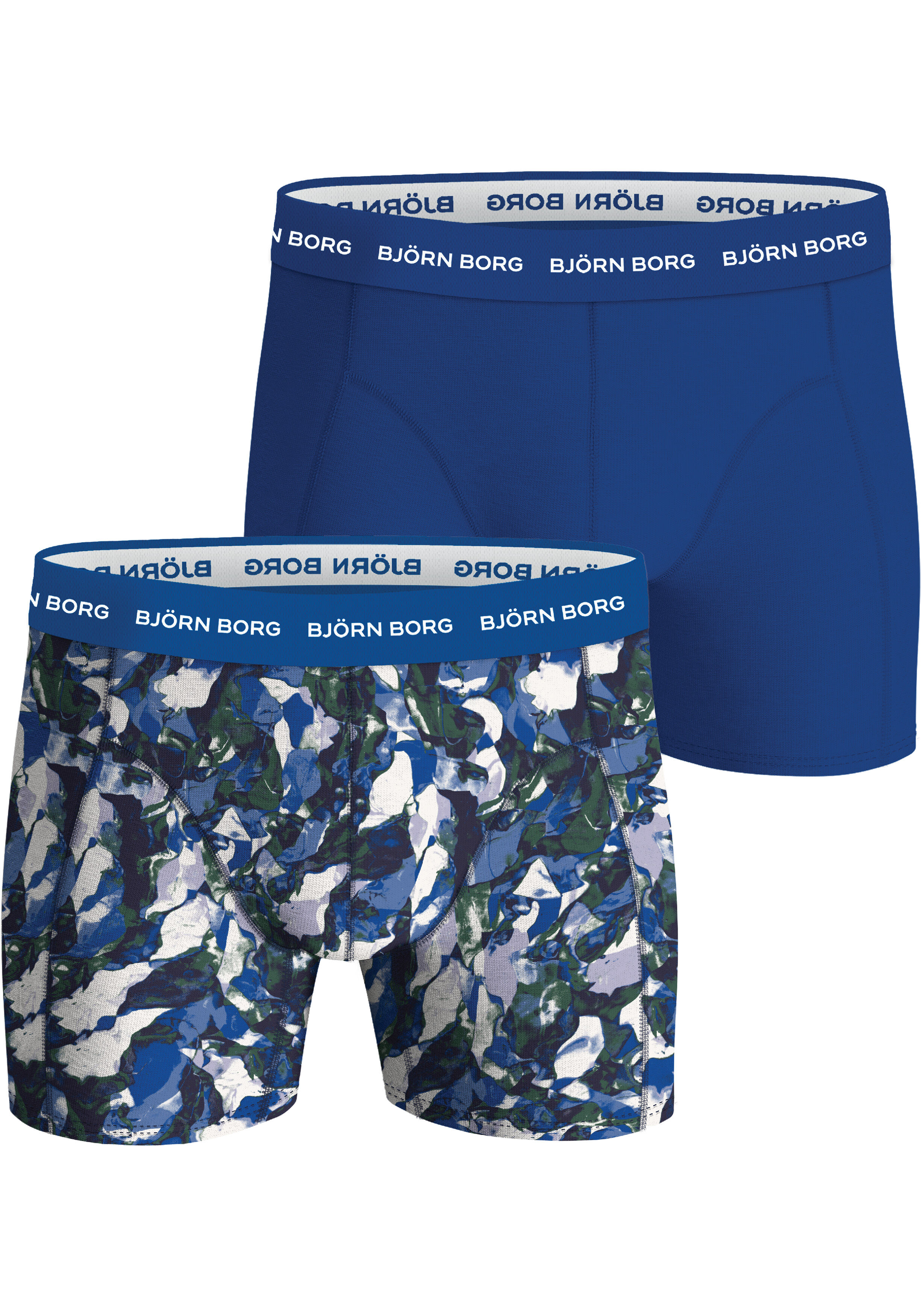 Bjorn Borg Cotton Stretch boxers, heren boxers normale lengte (2-pack), blauw, print