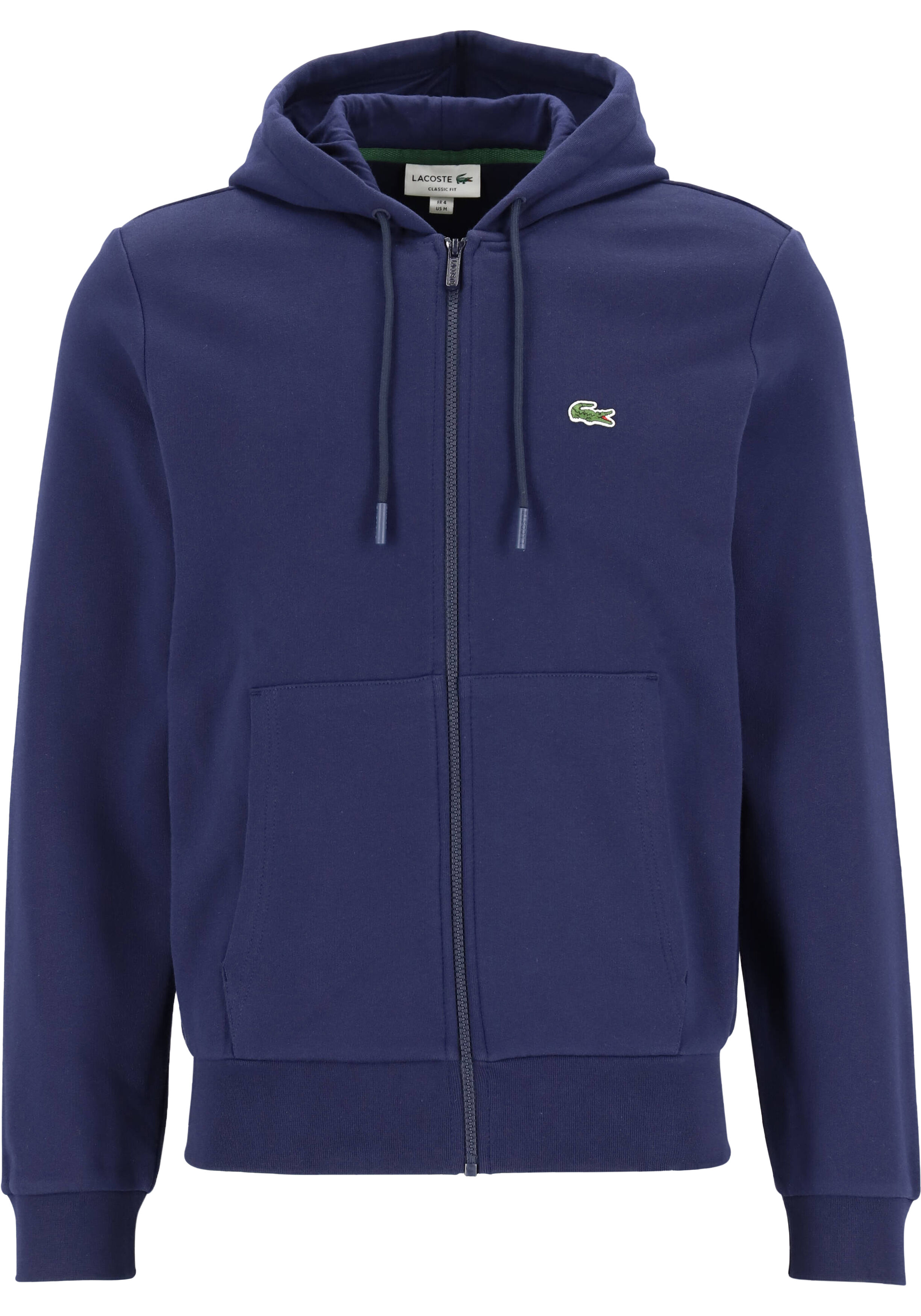 Lacoste heren hoodie sweatsvest, met rits, navy blauw