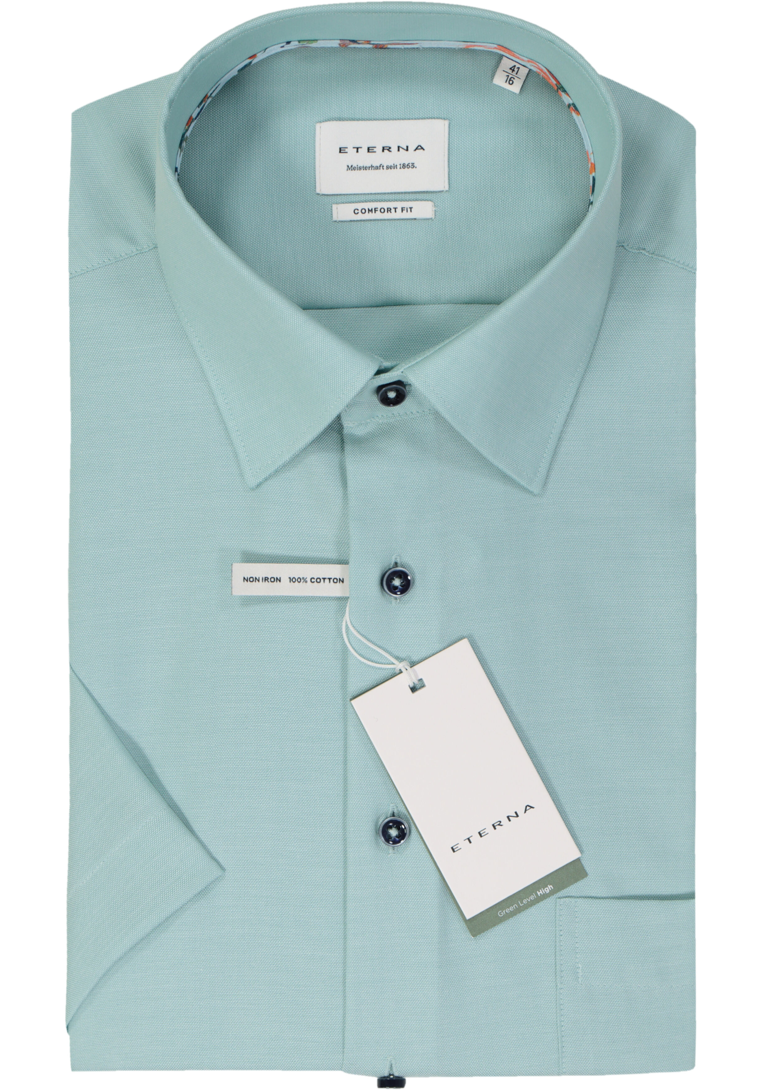 ETERNA comfort fit overhemd korte mouw, Oxford, turquoise