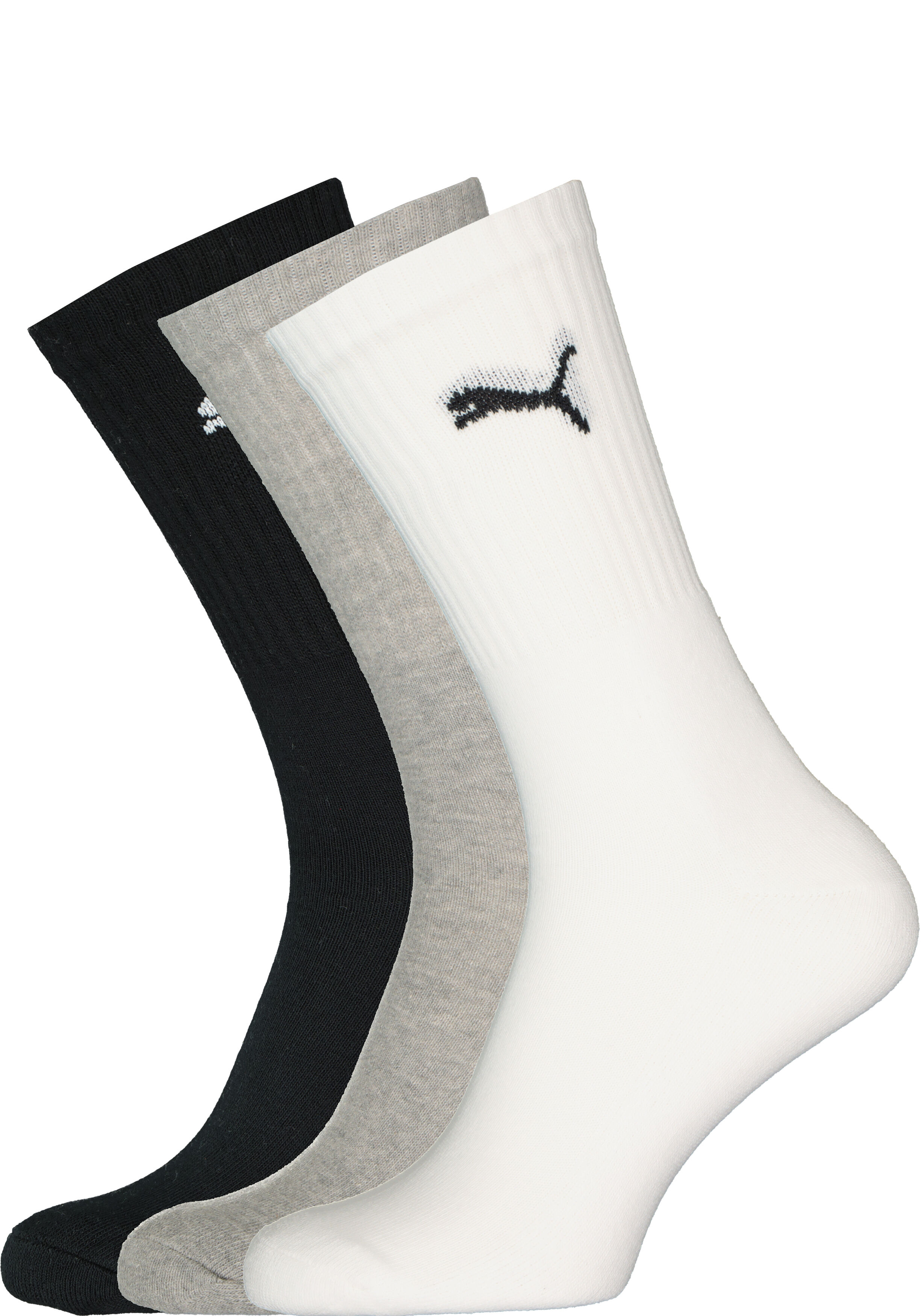 Puma sport cush crew 6-Pack, wit, grijs en zwart