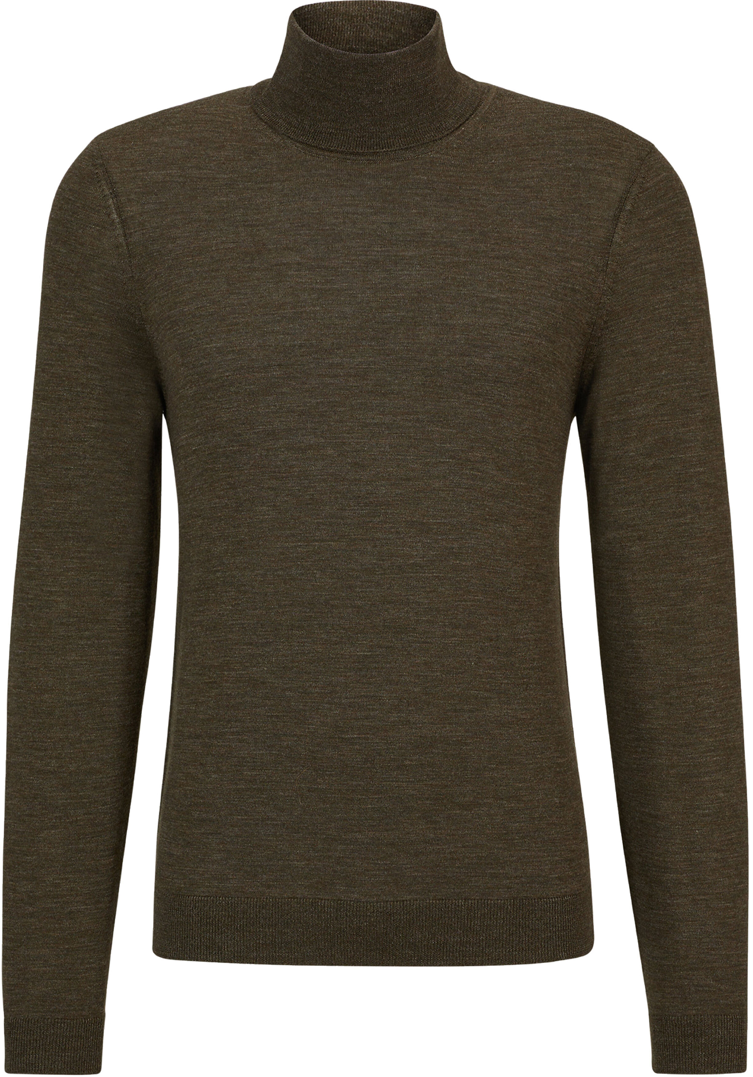 BOSS Musso slim fit trui wol, heren coltrui, groen