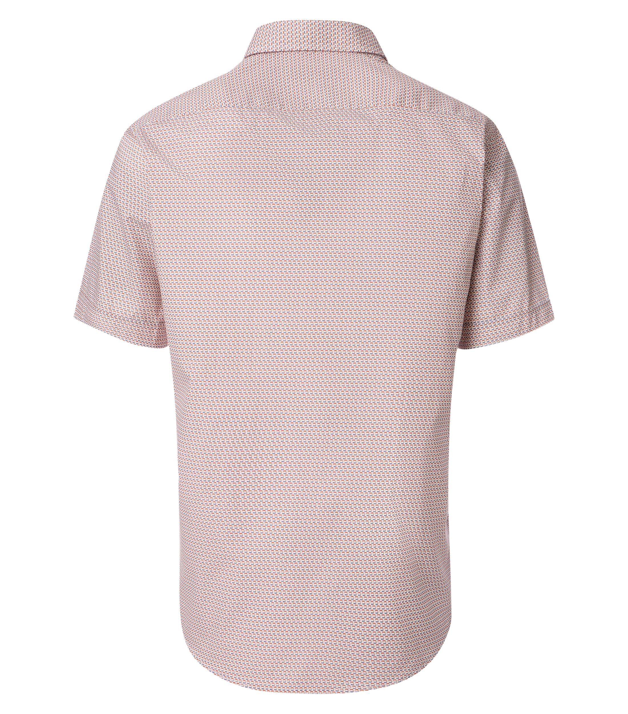 CASA MODA Sport comfort fit overhemd, korte mouw, popeline, wit met oranje en blauw dessin