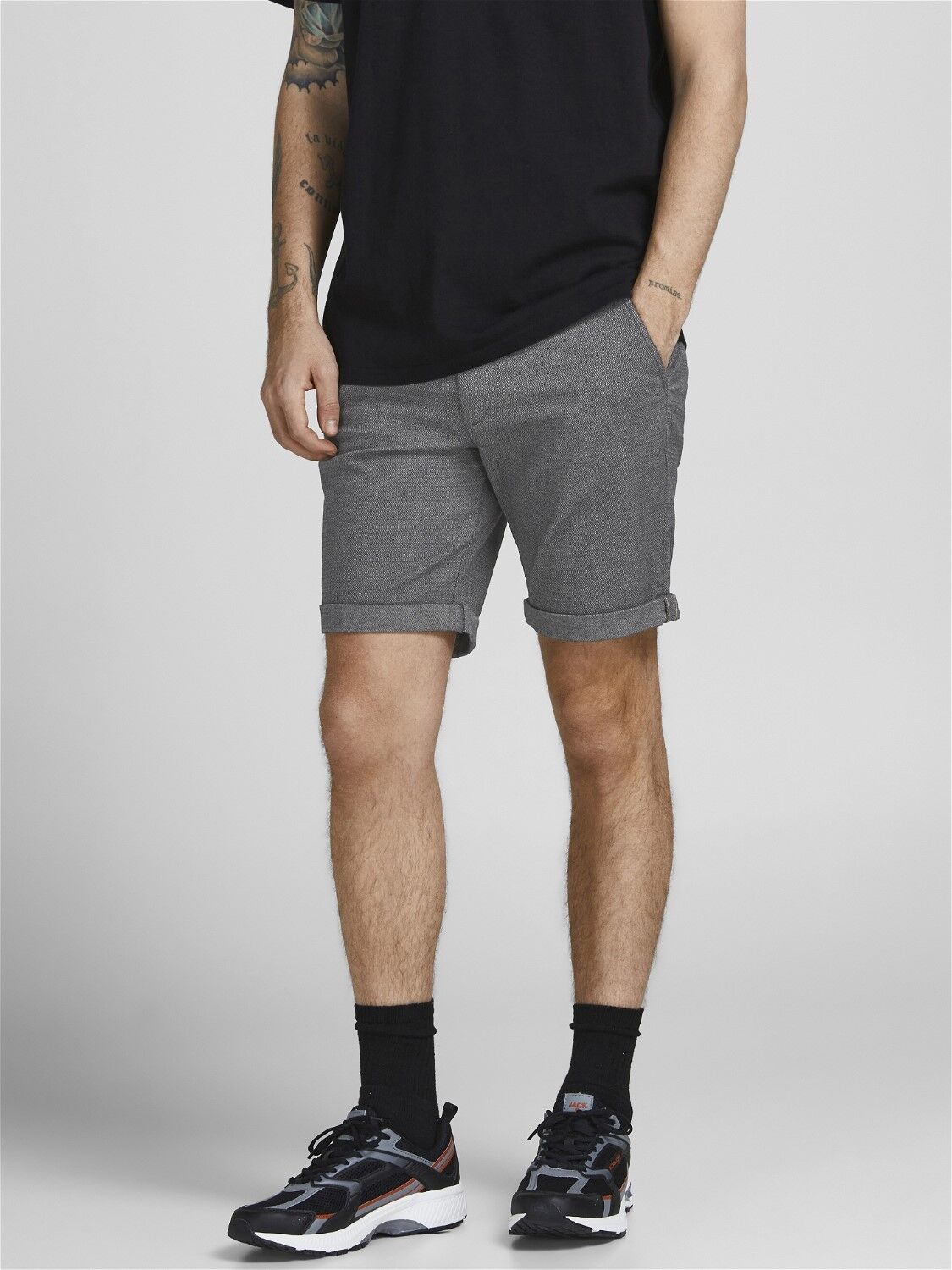 JACK & JONES Fury Shorts regular fit, heren chino korte broek, donkergrijs