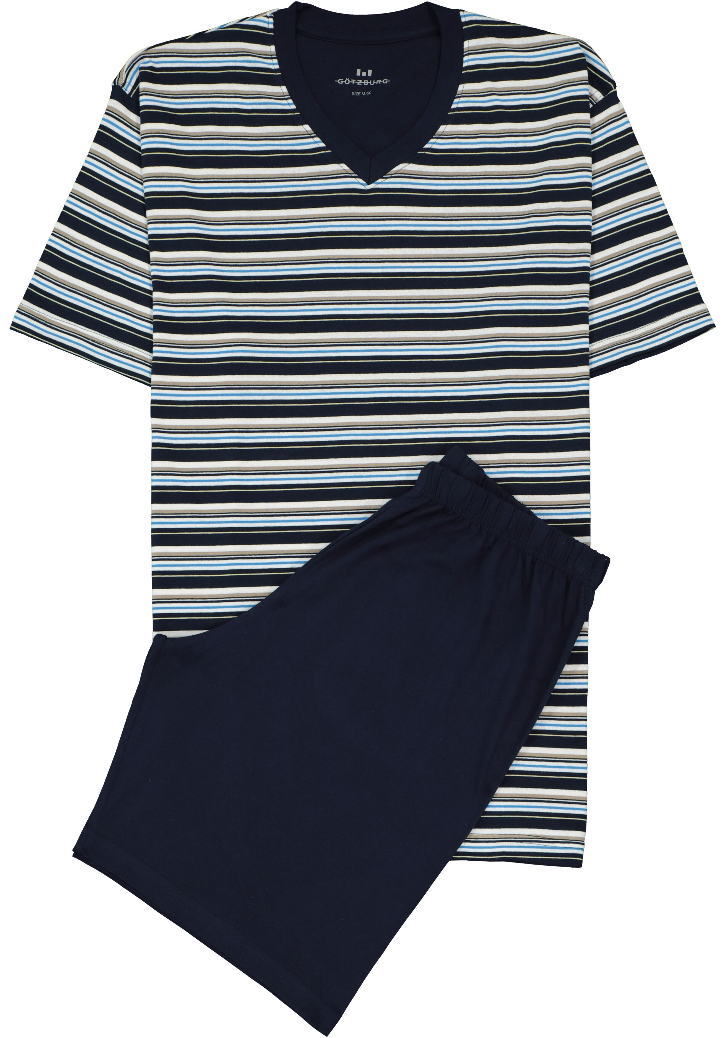Gotzburg heren shortama, blauw gestreept
