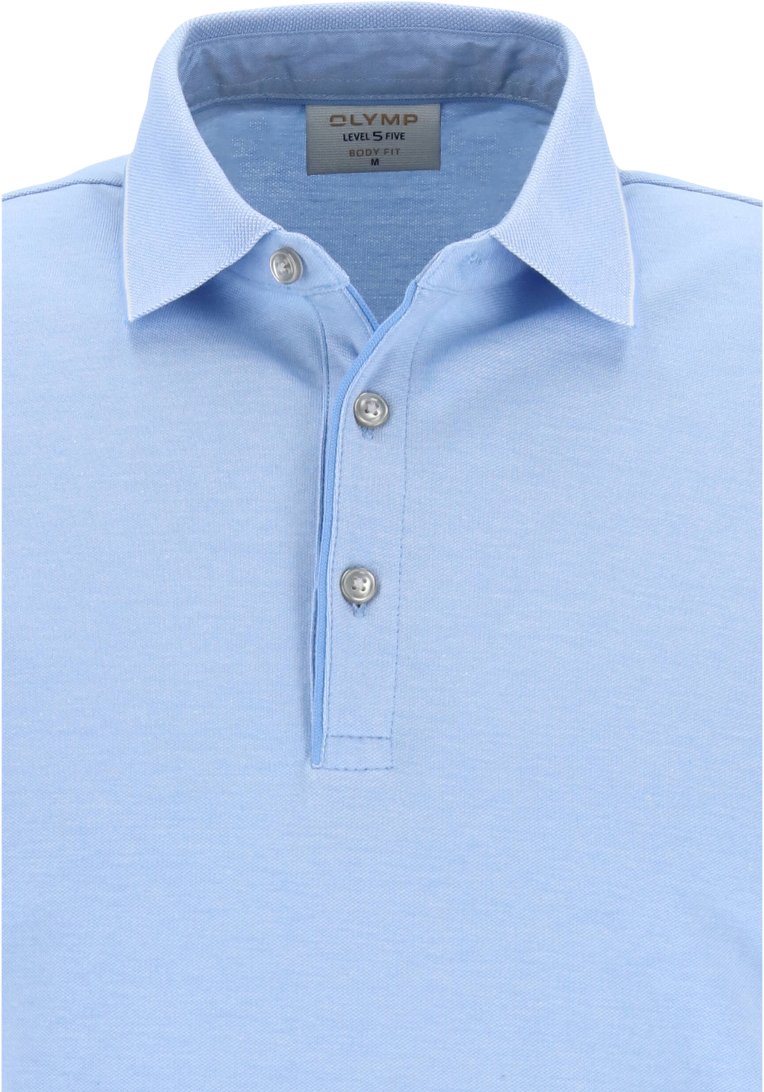 OLYMP Polo Level 5 Casual, slim fit polo, lichtblauw