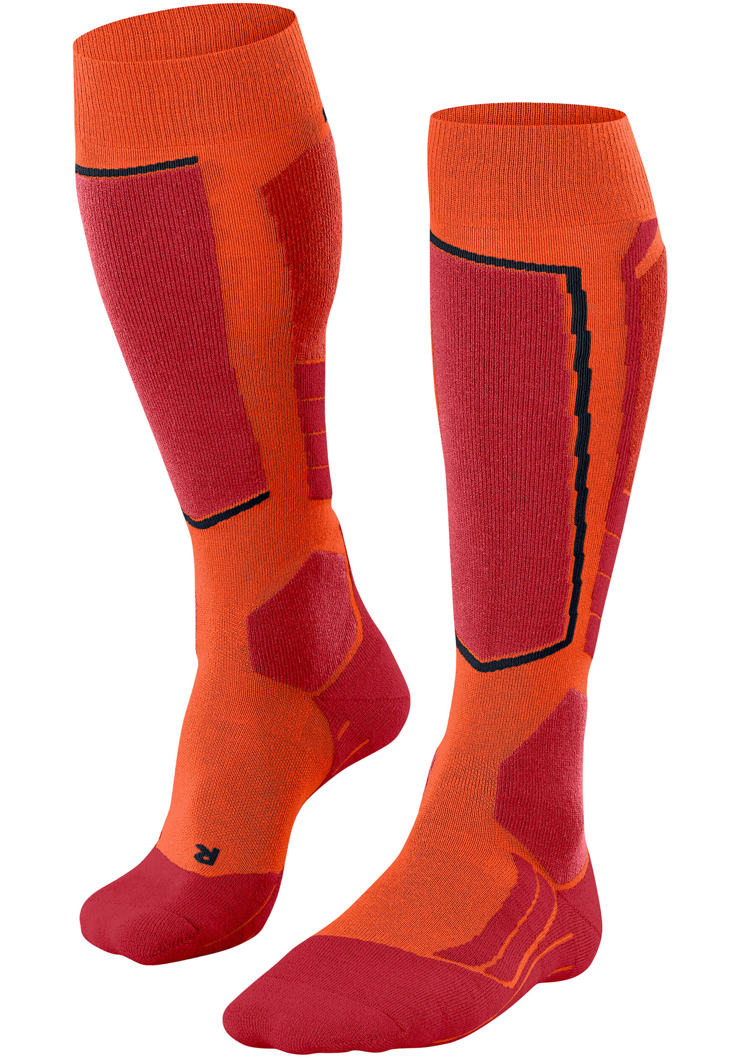 FALKE SK2 Intermediate Wool heren skiing kniekousen, grijs (flash orange)