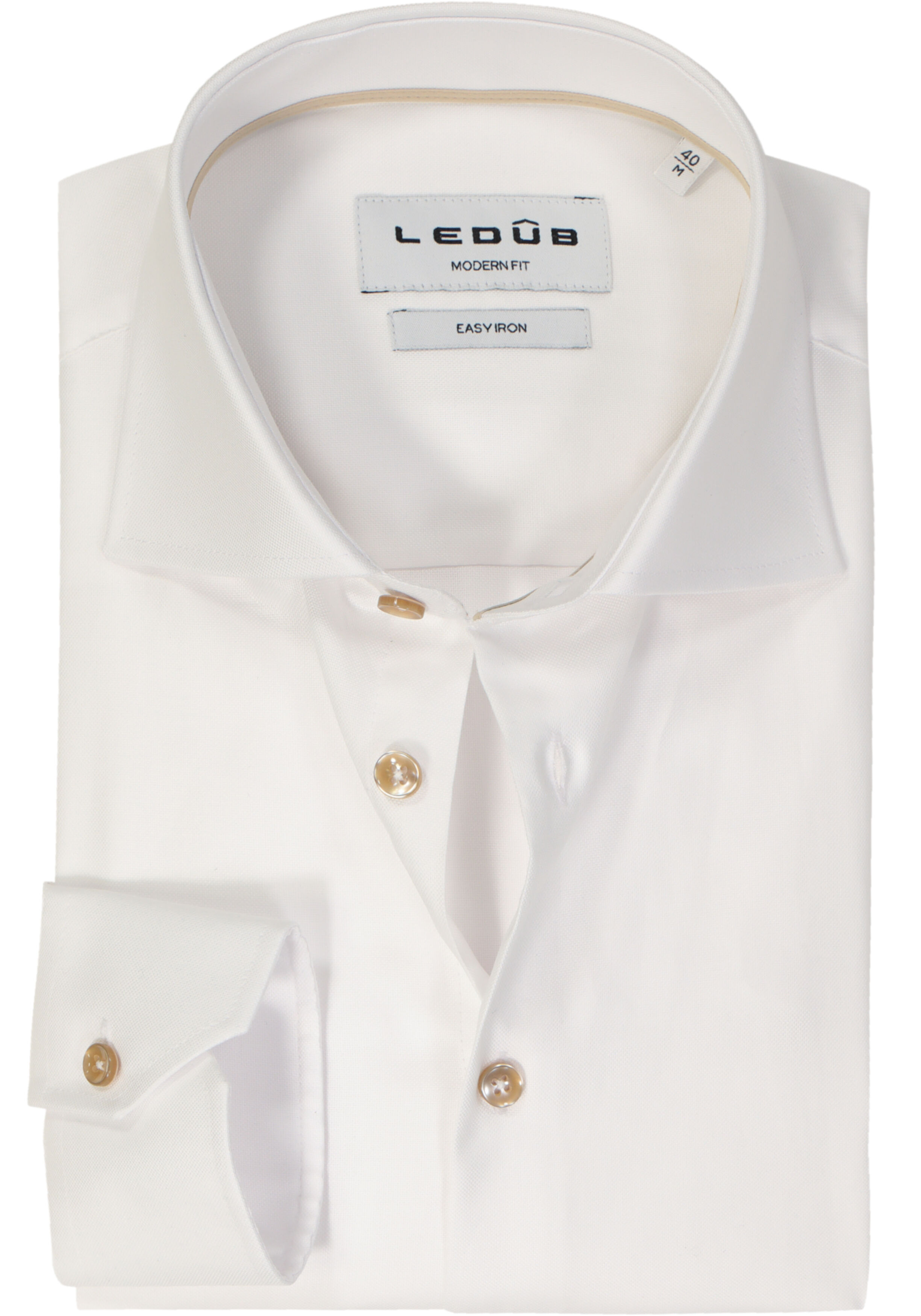 Ledub modern fit overhemd, popeline, wit