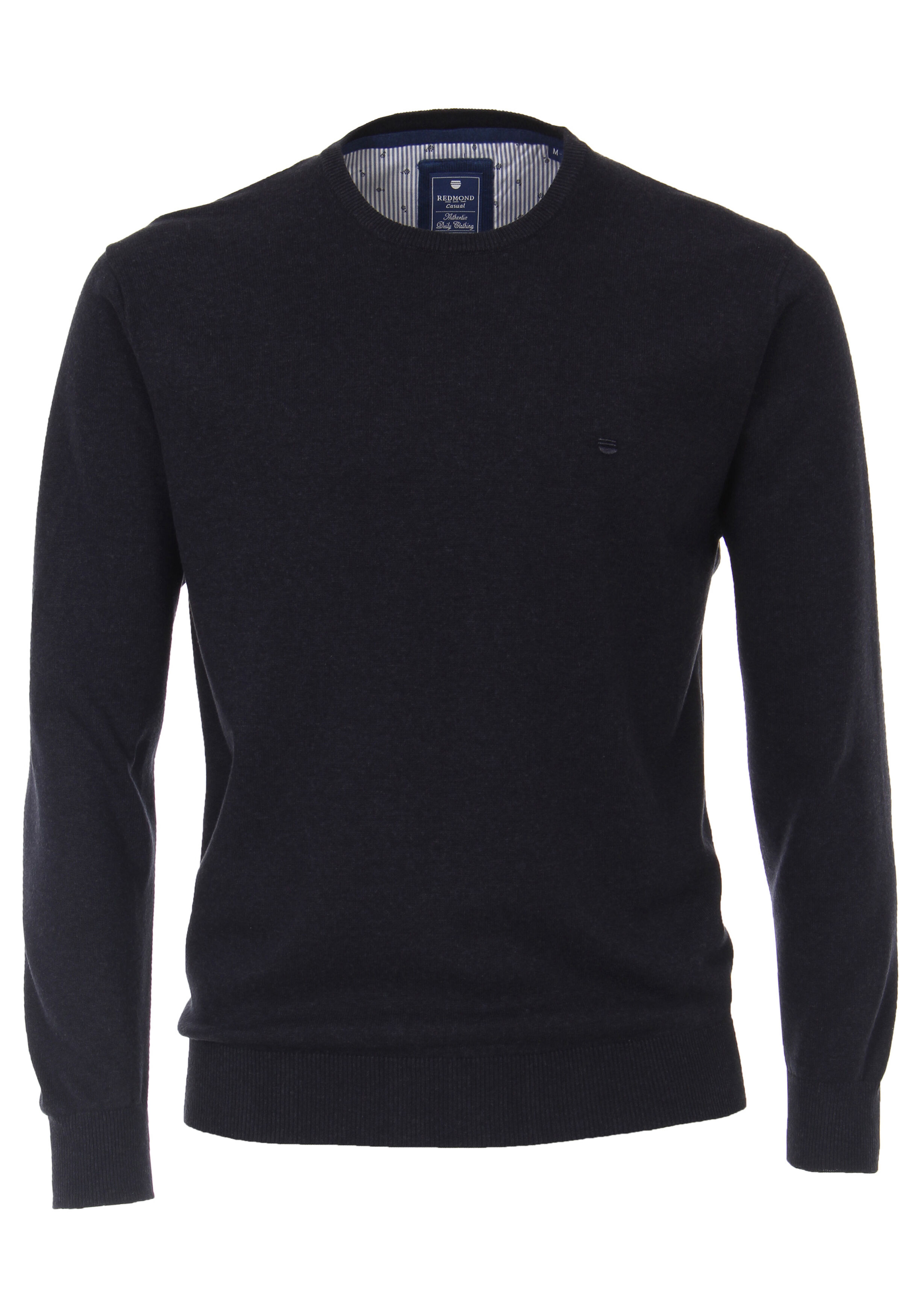 Redmond heren trui katoen, O-hals, donkerblauw 