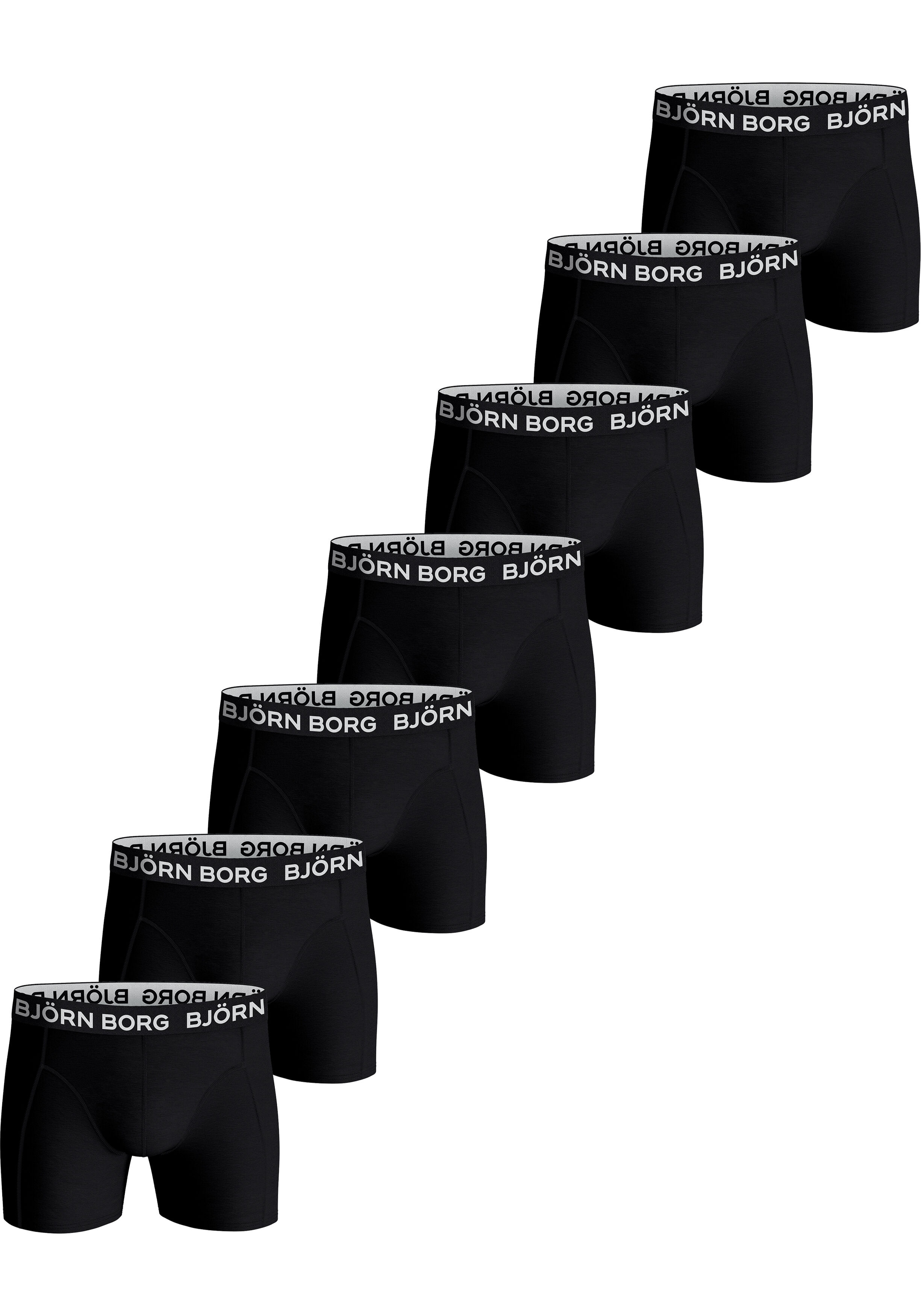 Bjorn Borg Cotton Stretch boxers, heren boxers normale lengte (7-pack), zwart, zwart, zwart, zwart, zwart, zwart, zwart