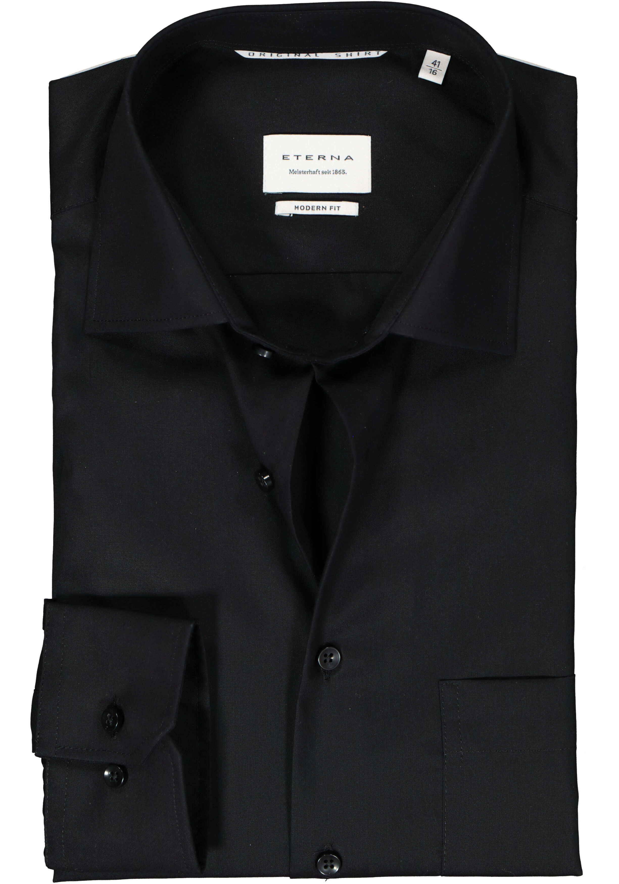 ETERNA modern fit overhemd, popeline, zwart
