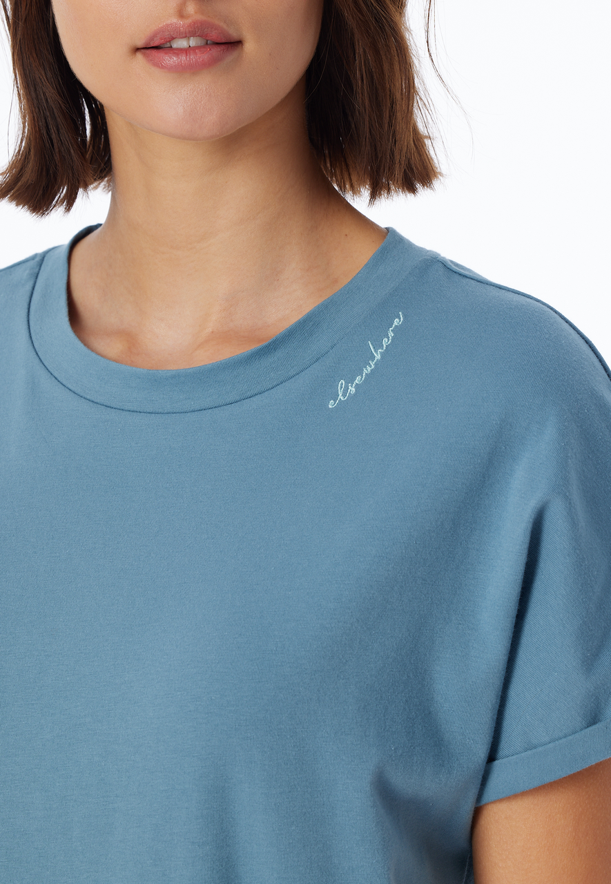 SCHIESSER Mix+Relax T-shirt, dames shirt korte mouw blauw-grijs