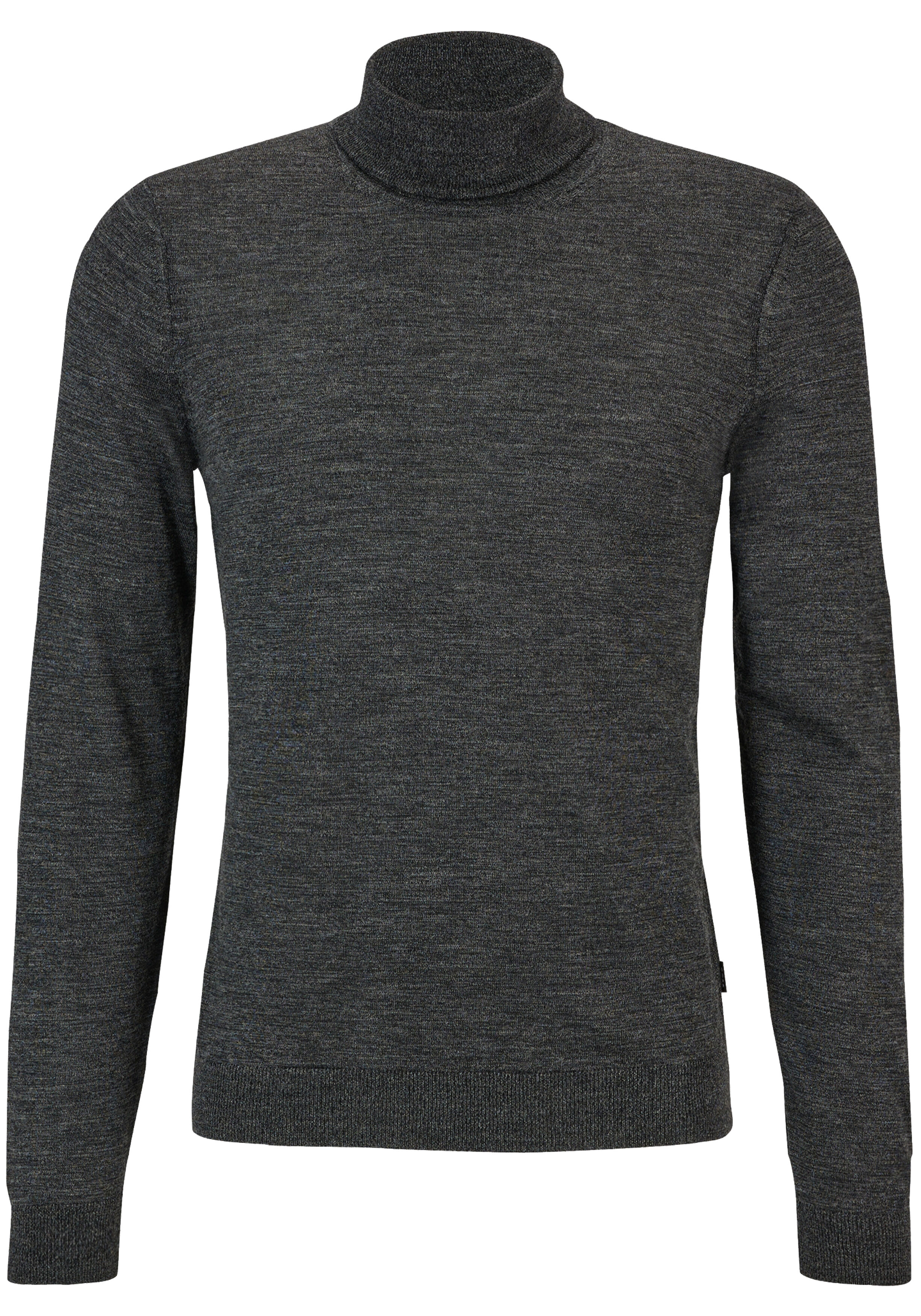 BOSS Musso slim fit trui wol, heren coltrui, zwart