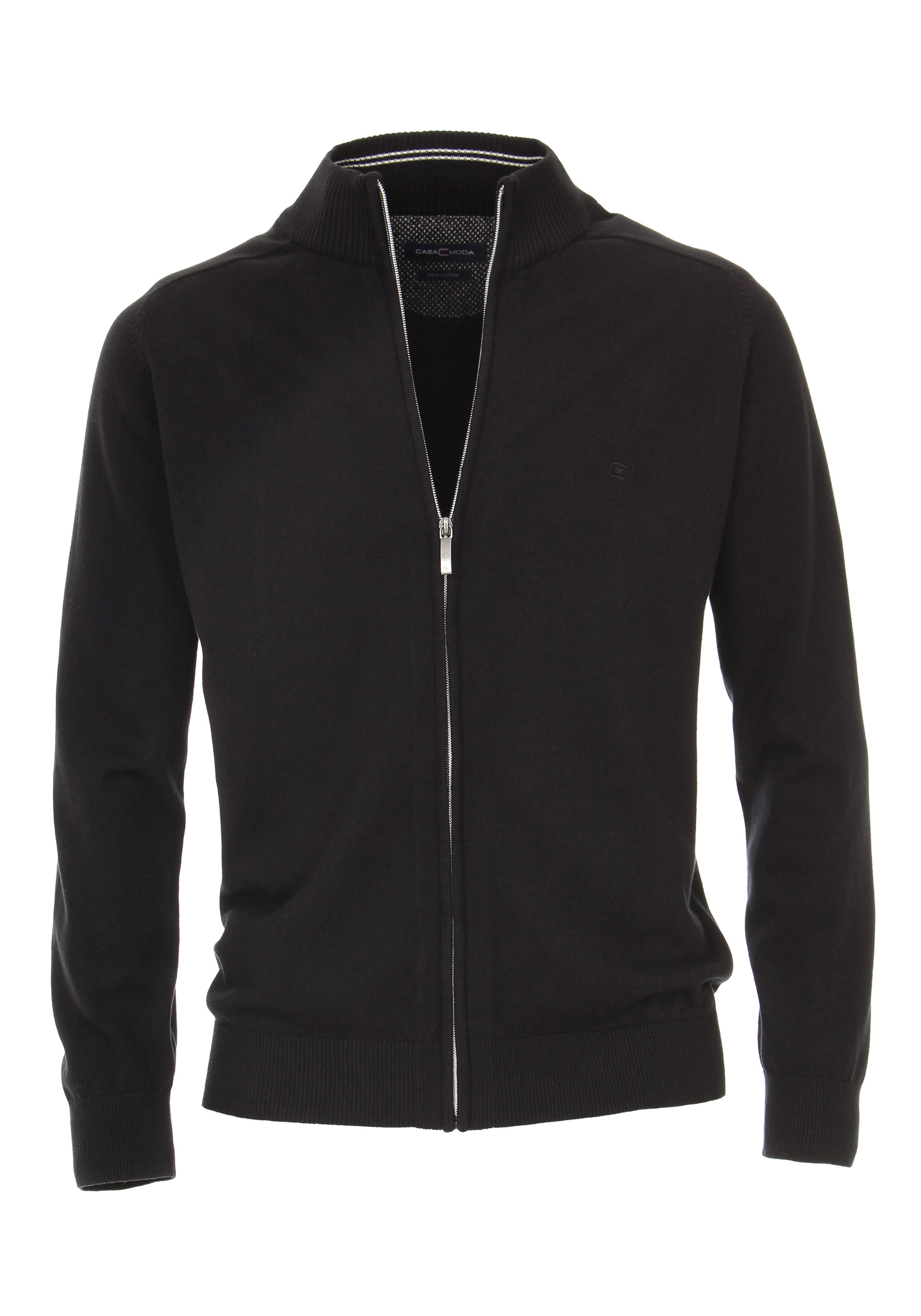CASA MODA heren vest katoen, met rits, zwart