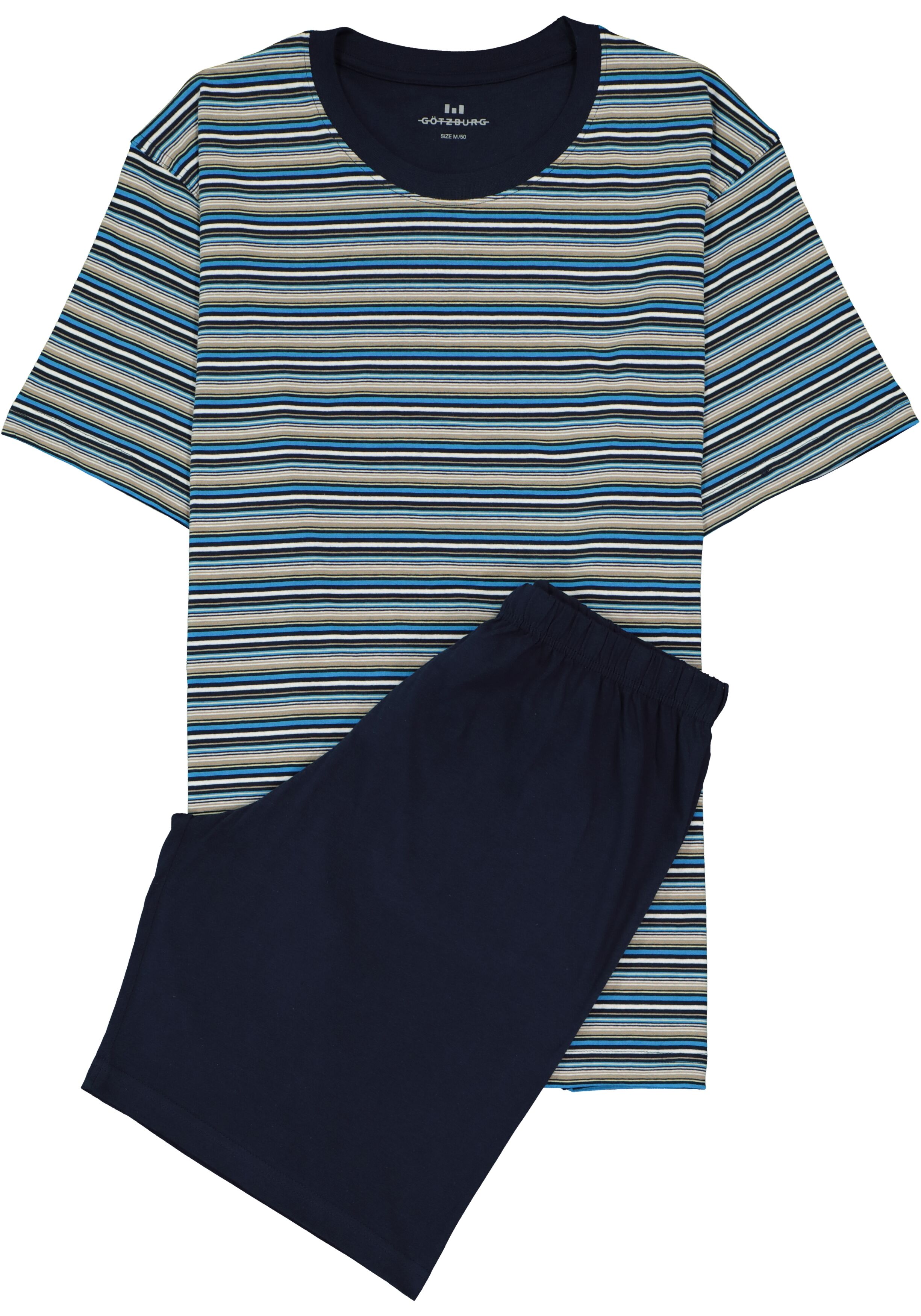 Gotzburg heren shortama, blauw gestreept