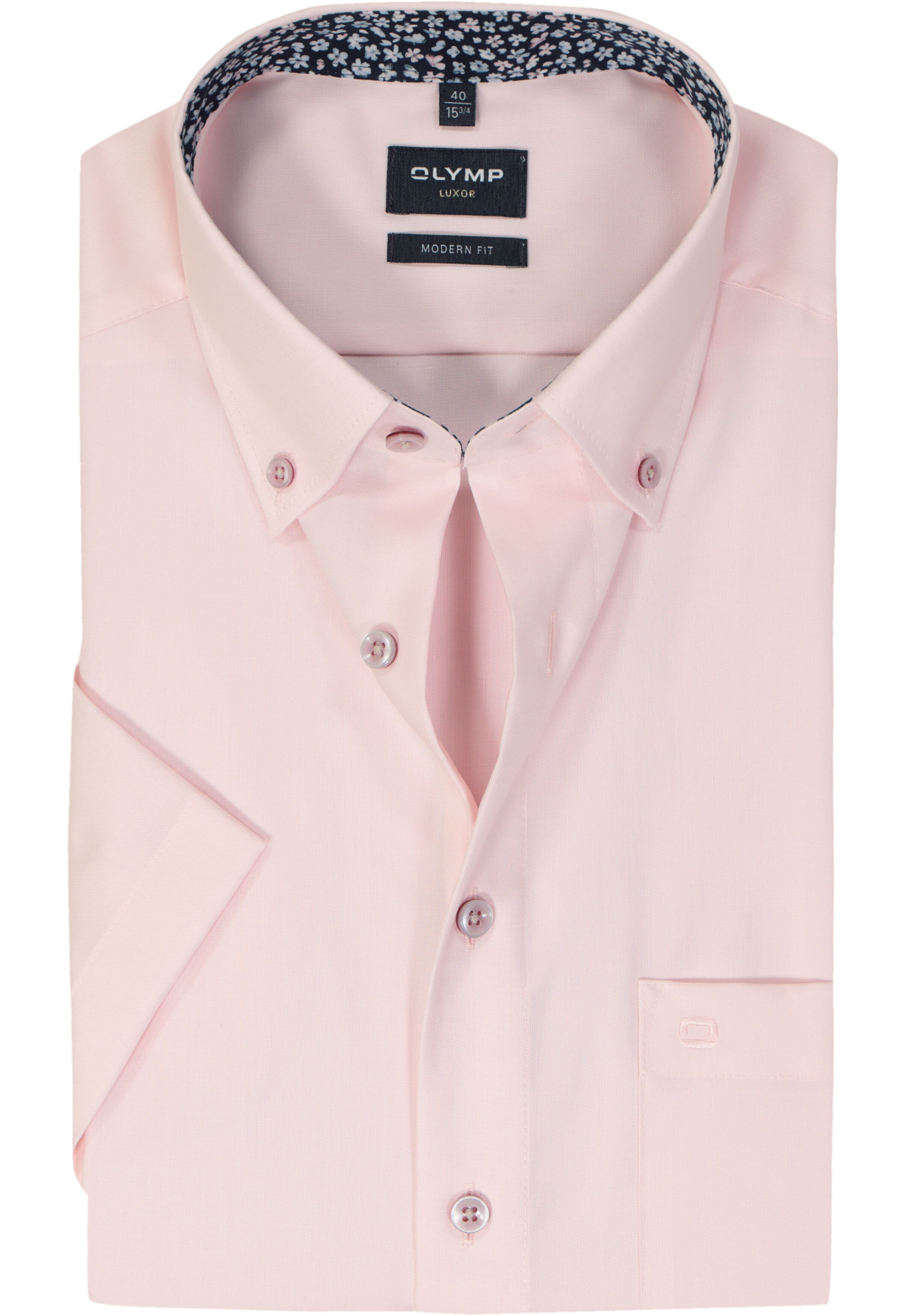OLYMP modern fit overhemd, korte mouw, popeline , roze