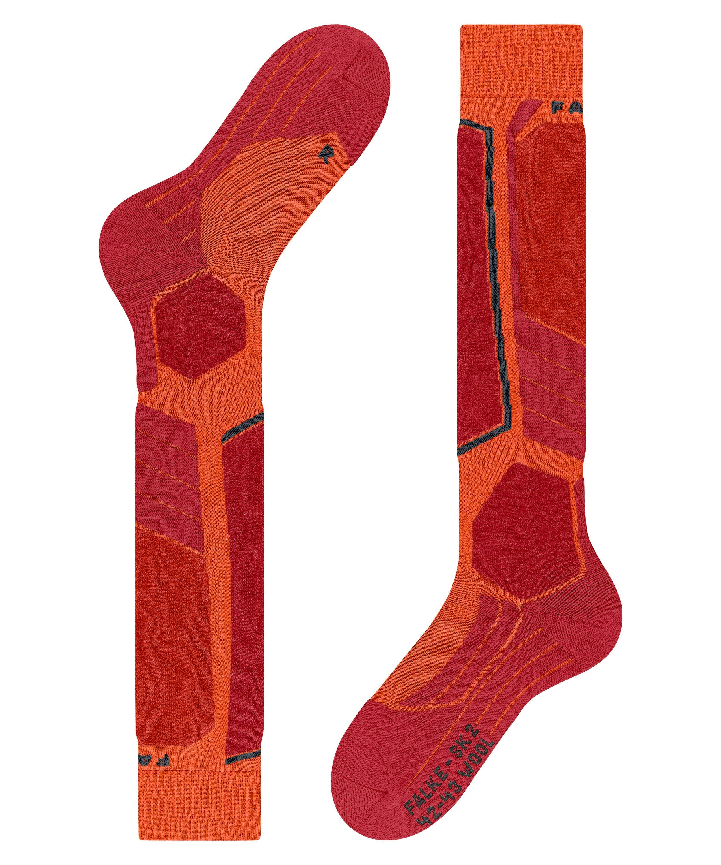 FALKE SK2 Intermediate Wool heren skiing kniekousen, grijs (flash orange)