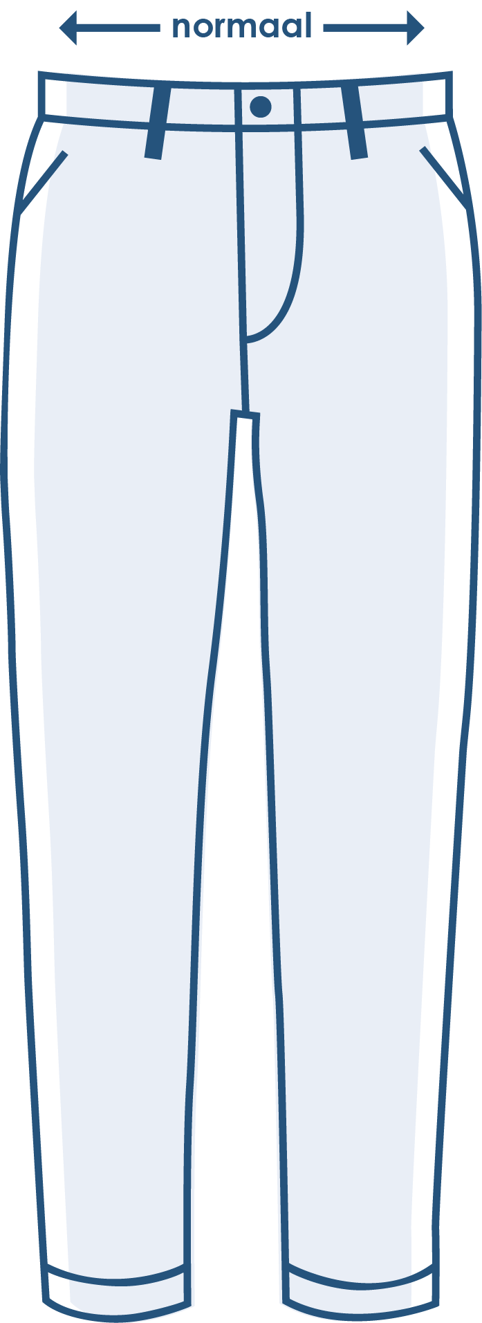 Pasvorm lange broek normaal Pasvorm lange broek normaal