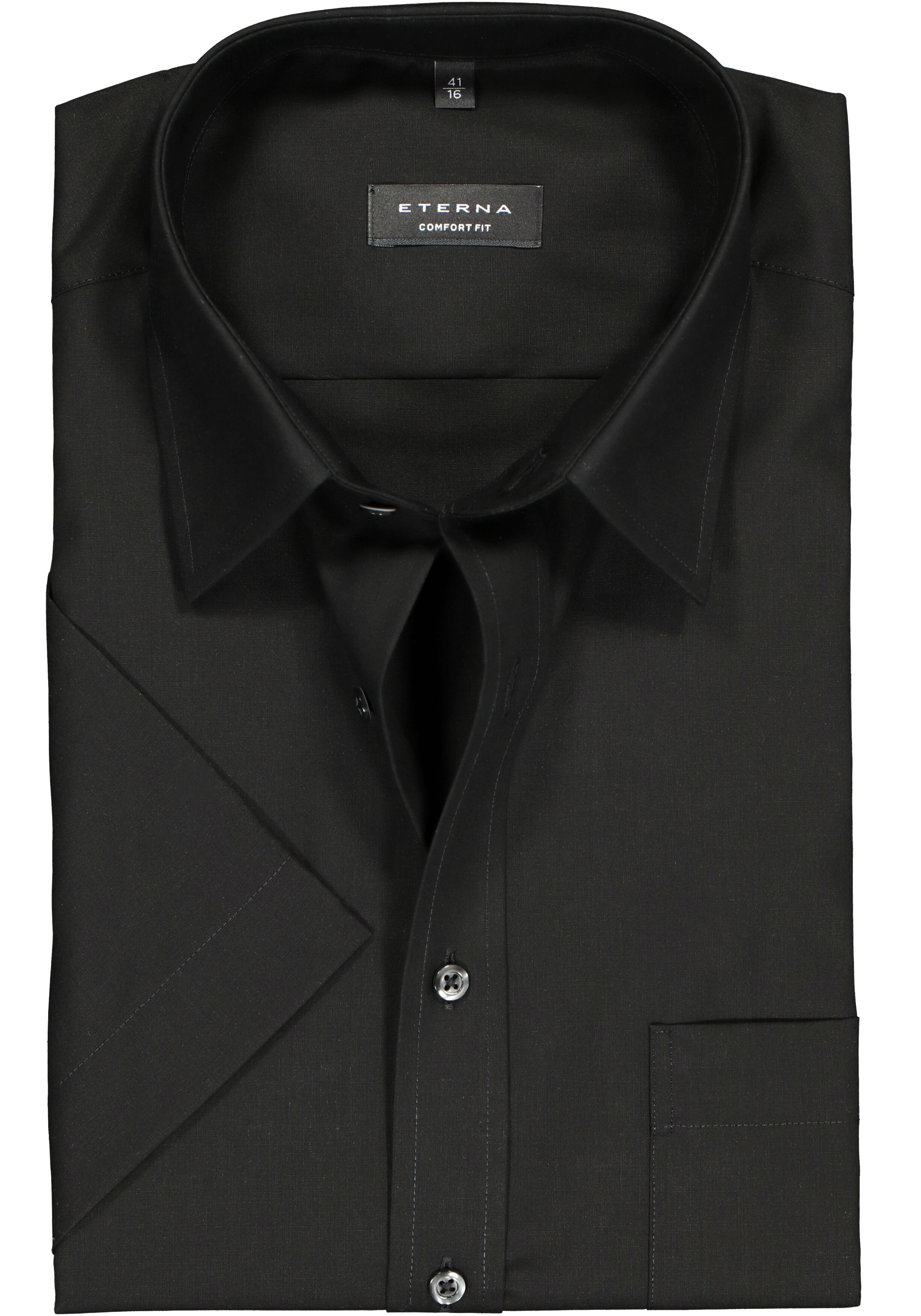 ETERNA comfort fit overhemd, korte mouw, poplin heren overhemd, zwart