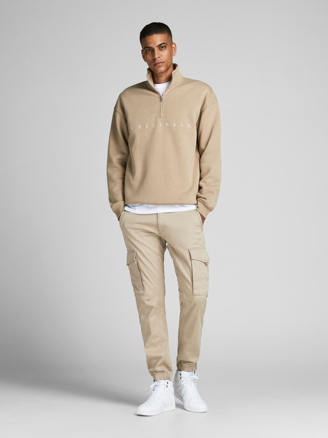 JACK & JONES Paul Lake Cargo loose fit, heren cargo broek, beige