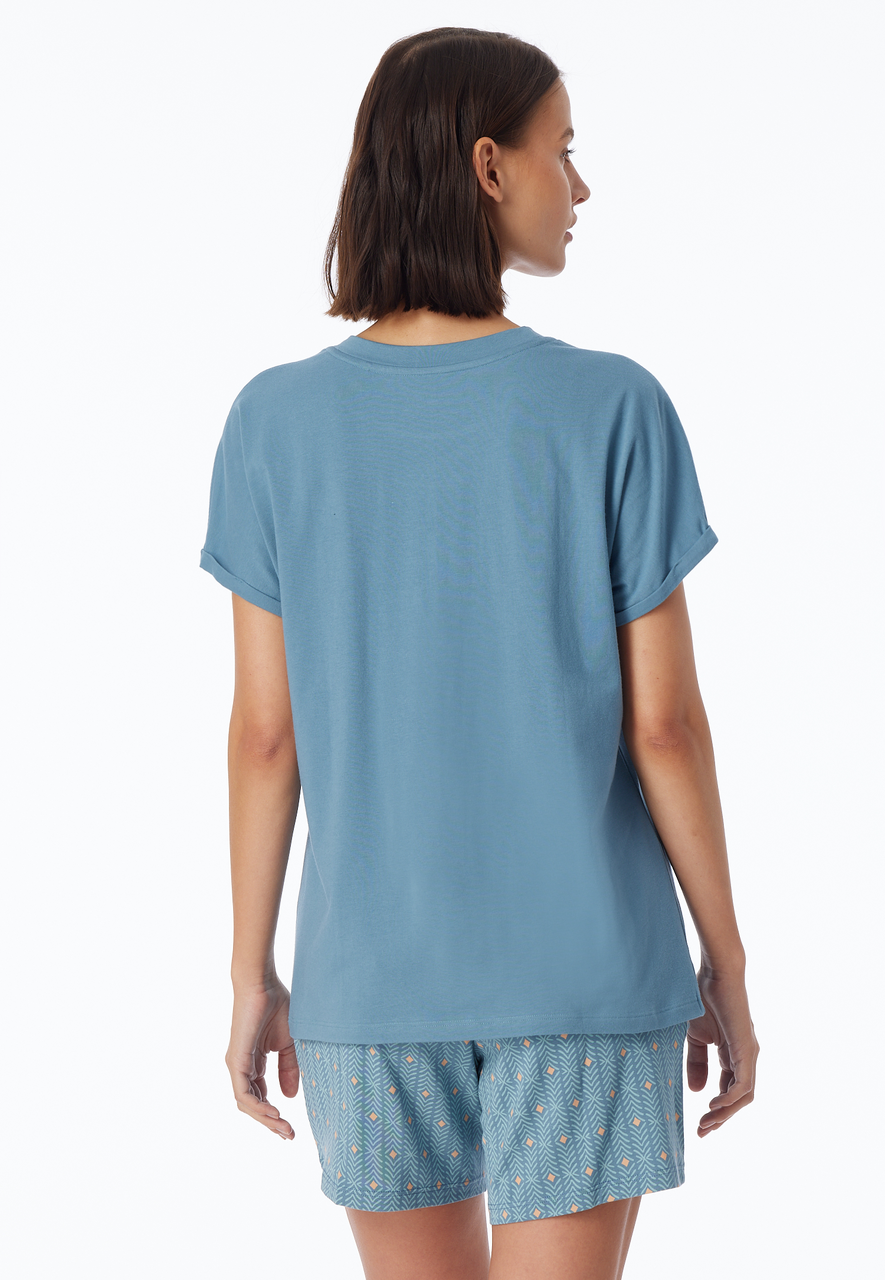 SCHIESSER Mix+Relax T-shirt, dames shirt korte mouw blauw-grijs