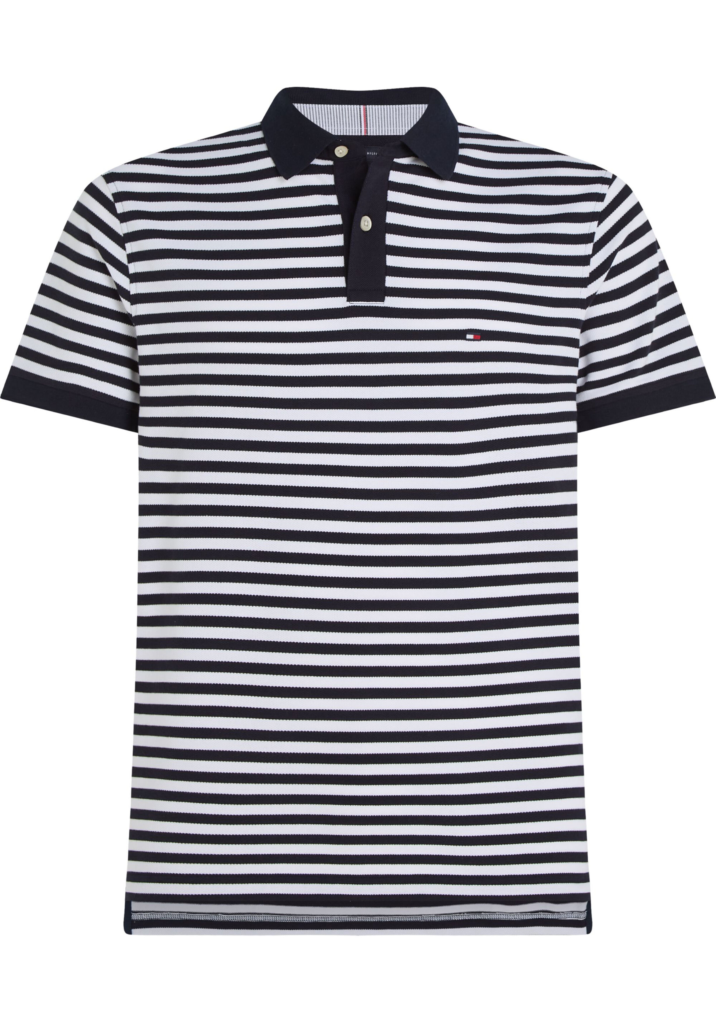 Tommy Hilfiger 1985 Regular Polo, heren poloshirt, blauw-wit gestreept