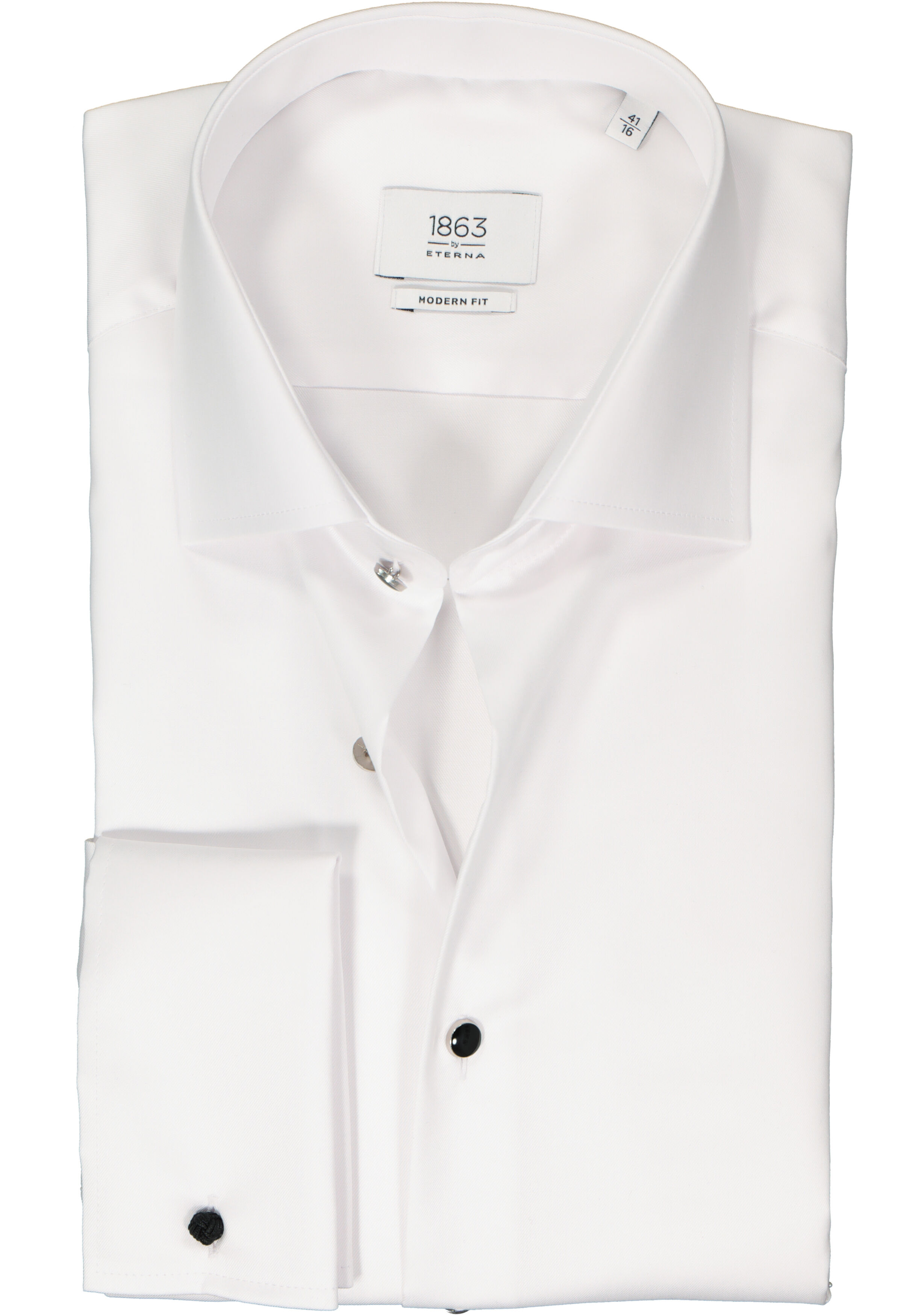 ETERNA modern fit overhemd, twill met dubbele manchet, wit