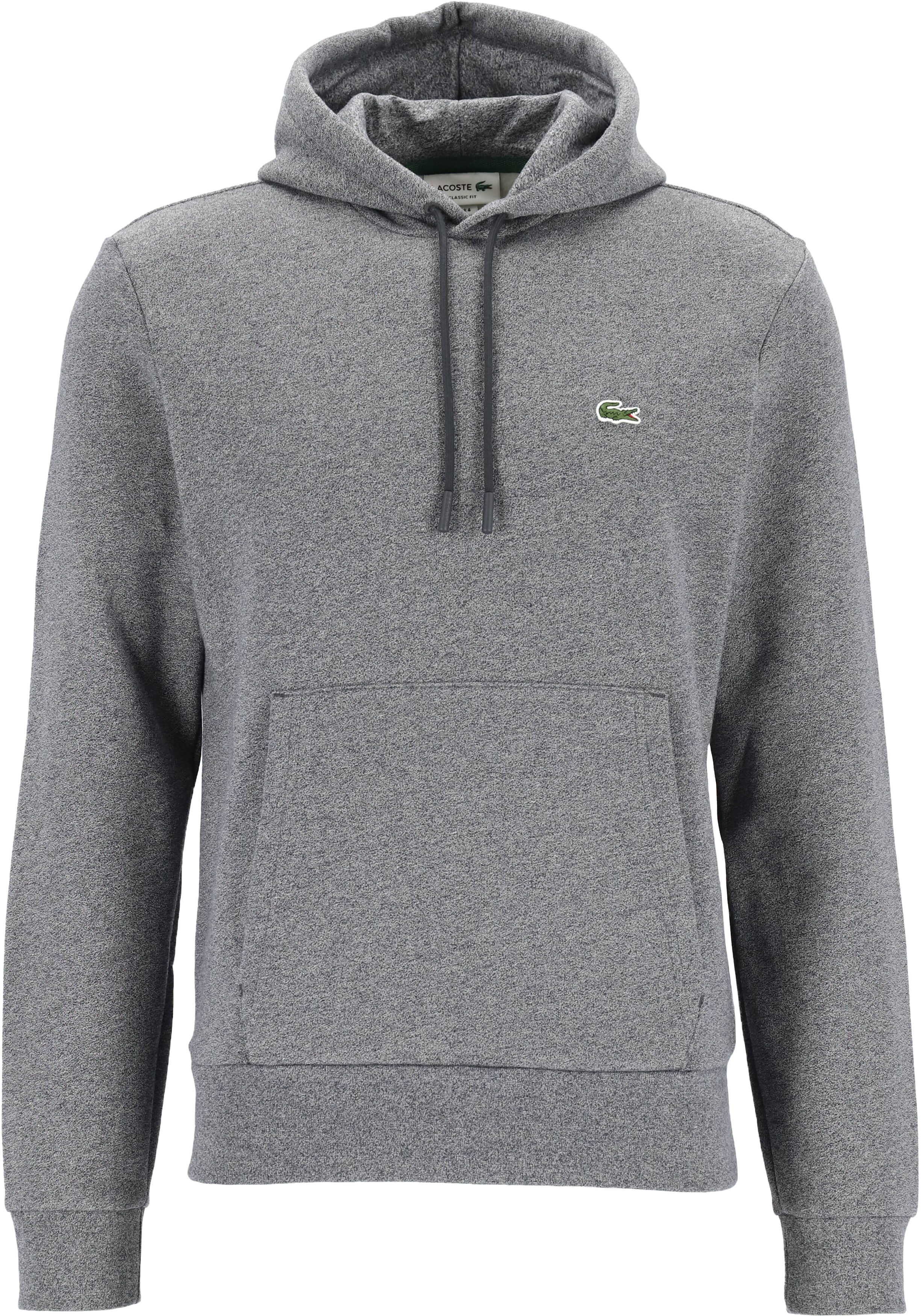 Lacoste heren hoodie sweatshirt, zwart met wit melange, Eclipse Jaspe