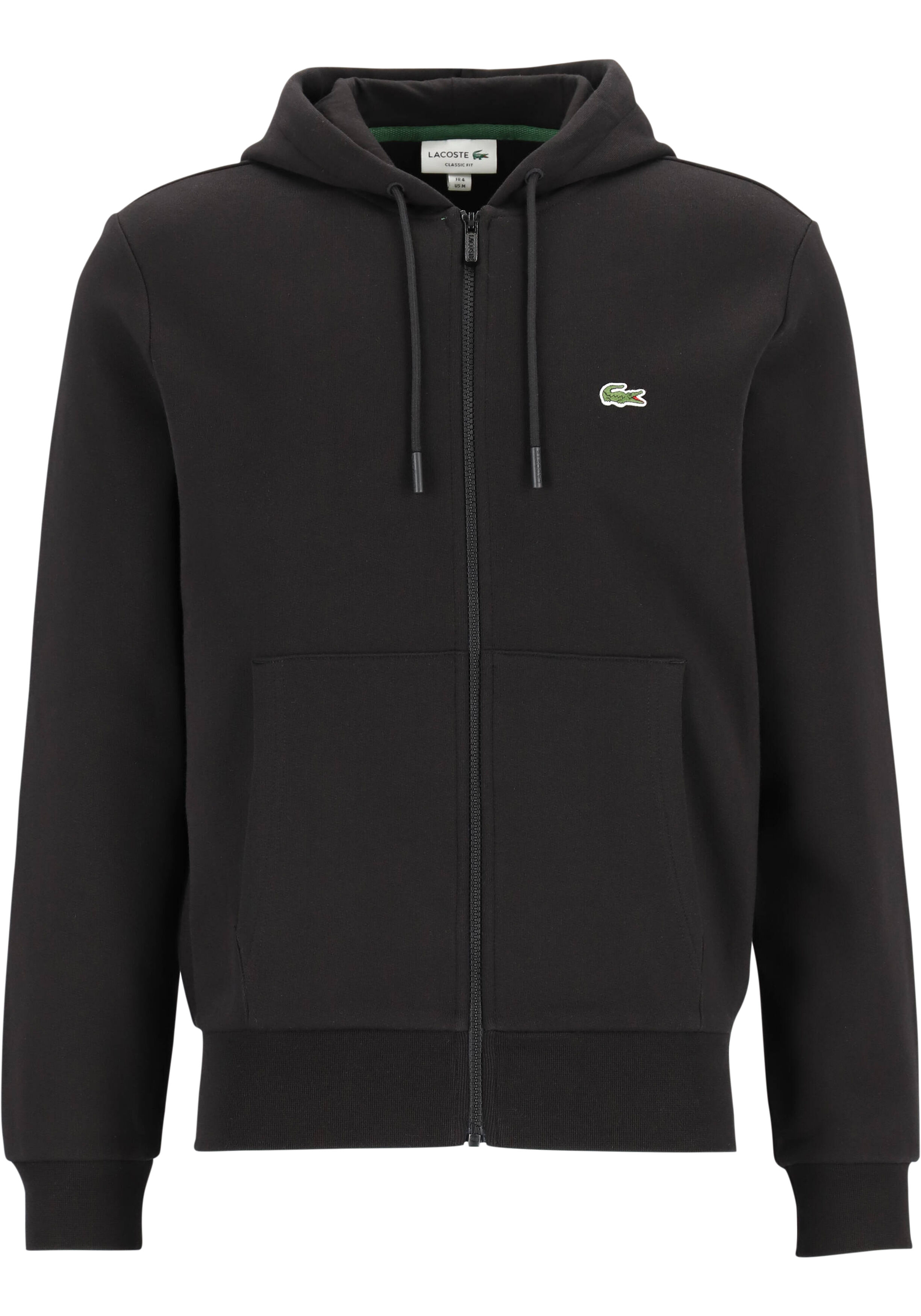 Lacoste heren hoodie sweatsvest, met rits, zwart