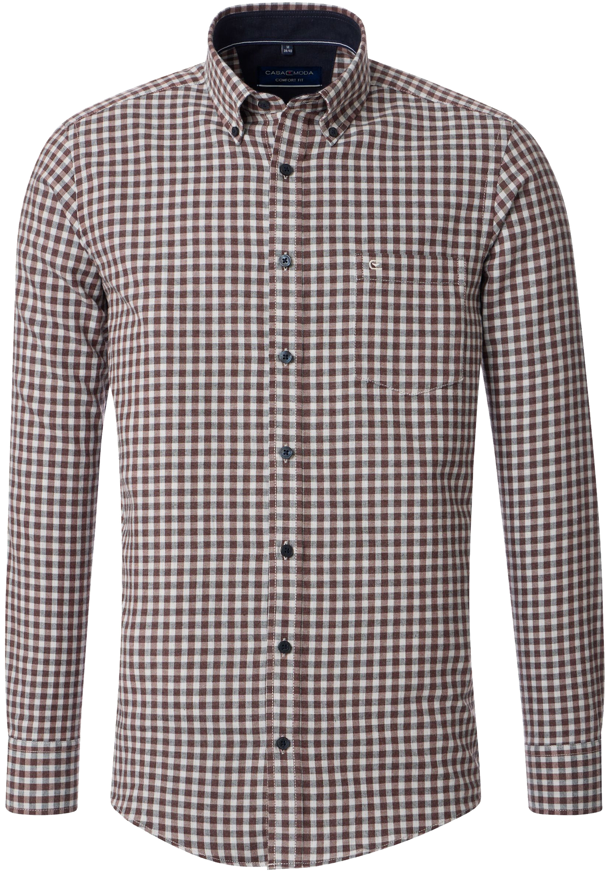 CASA MODA Sport comfort fit overhemd, flanel, bruin geruit